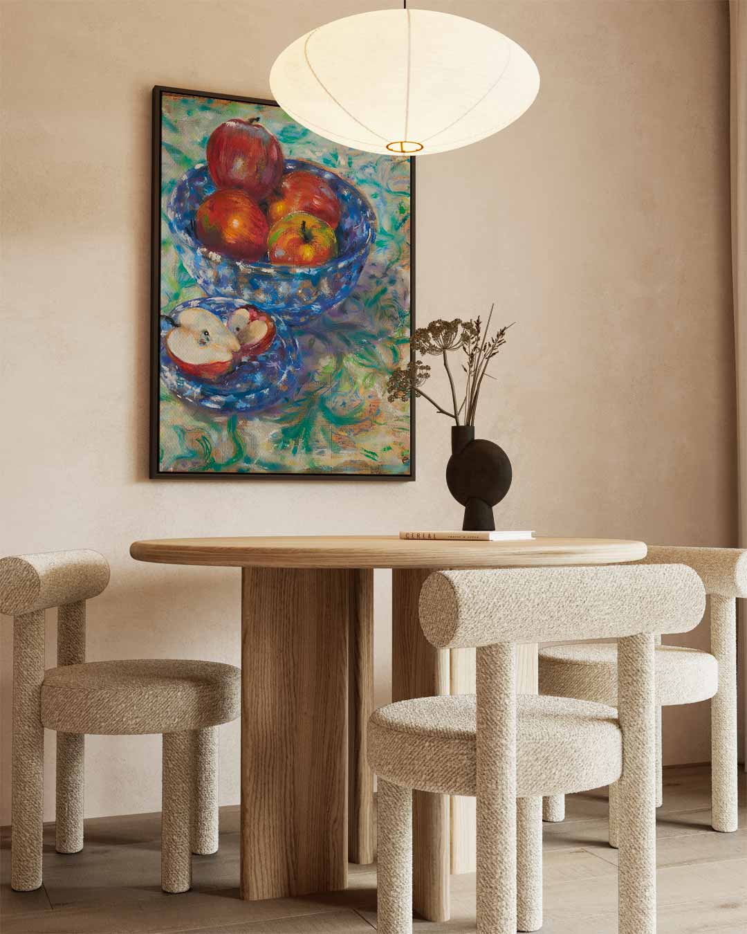 Stilleven met Fruit in Blauwe Schaal Kunstwerk-canvas-dibond-plexiglas-wanddecoratie-WallArtistic