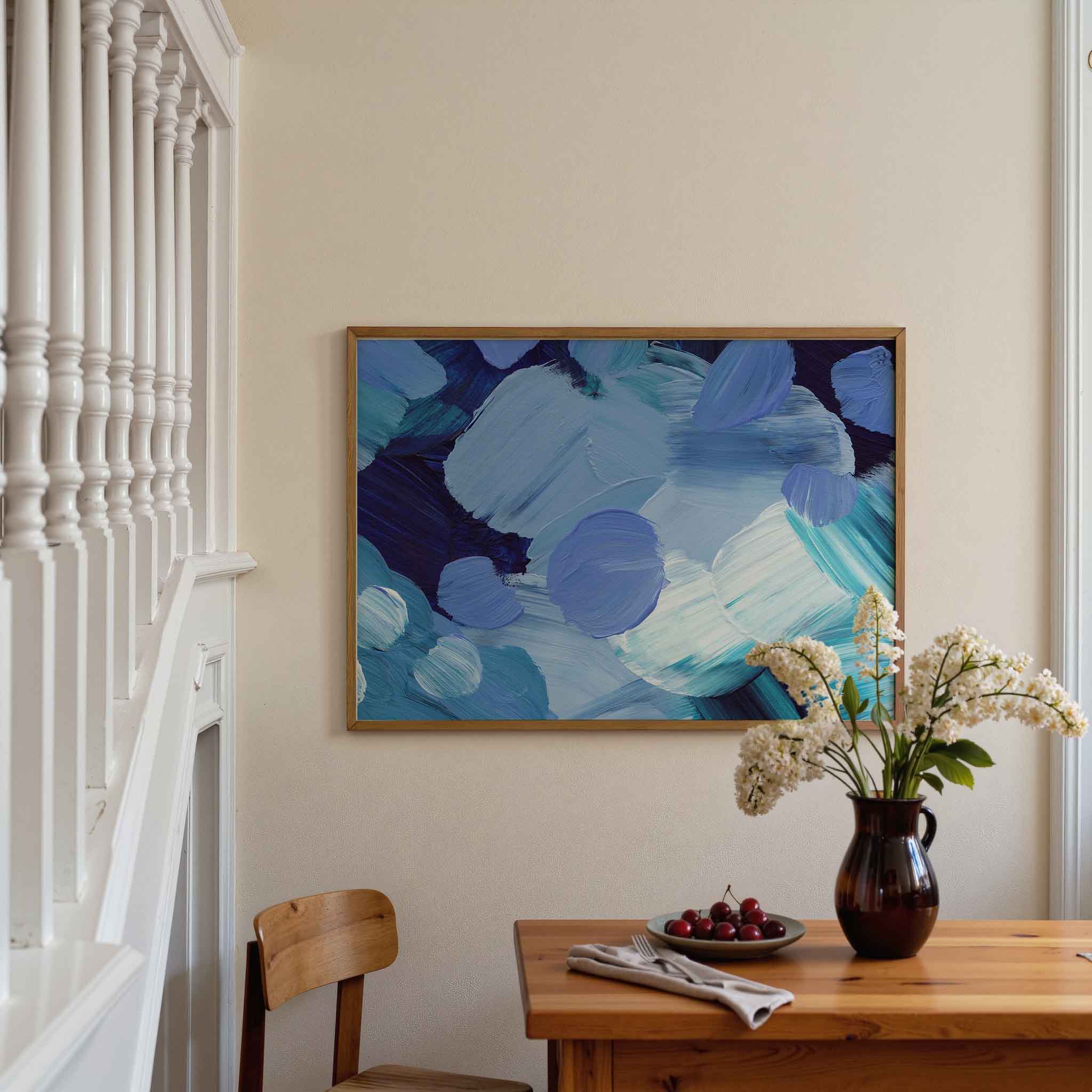 Abstracte blauwe vormen Poster