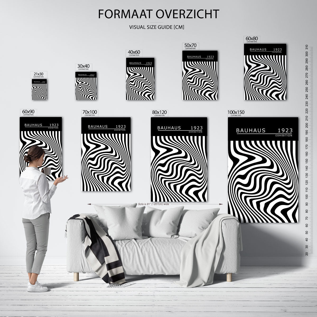 Zwart wit golven Poster