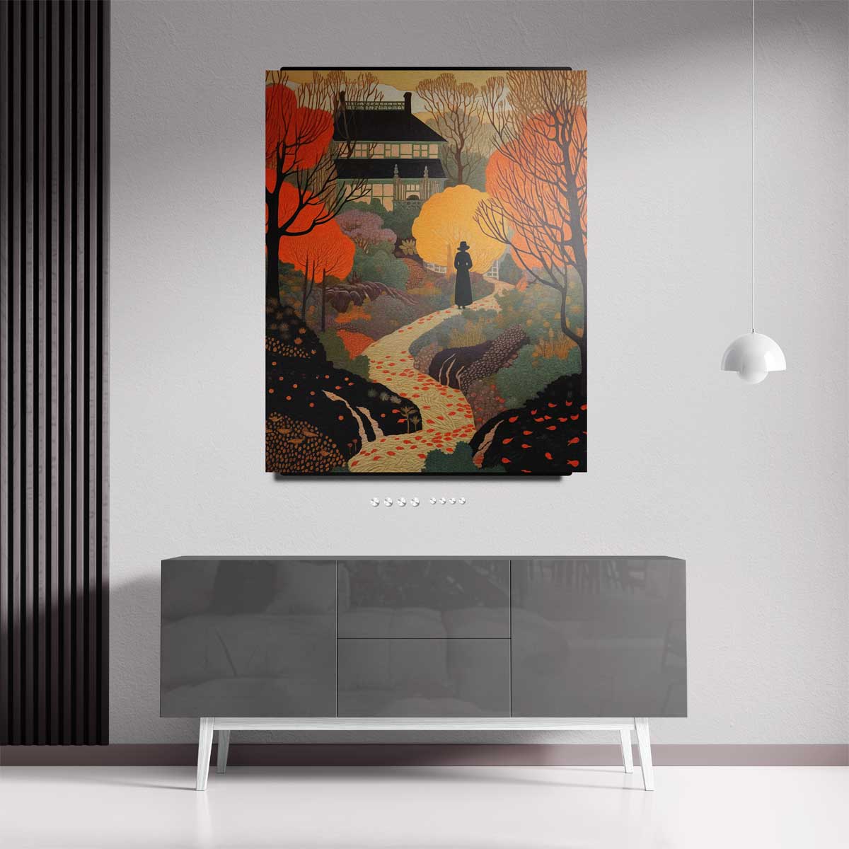 Herfstlandschap met Villa Kunstwerk-canvas-dibond-plexiglas-wanddecoratie-WallArtistic