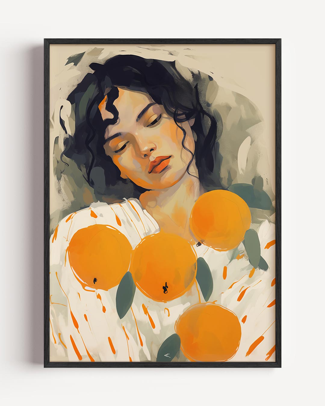Dromerige Oranjetinten Vrouwelijke Portretposter-WallArtistic