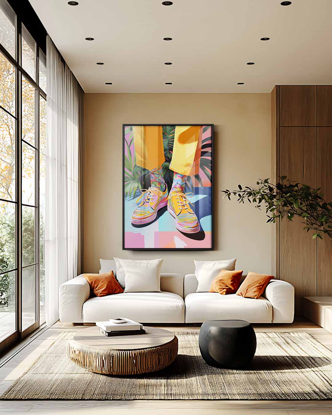 Kleurrijke Sneaker Vibes Kunstwerk-canvas-dibond-plexiglas-wanddecoratie-WallArtistic