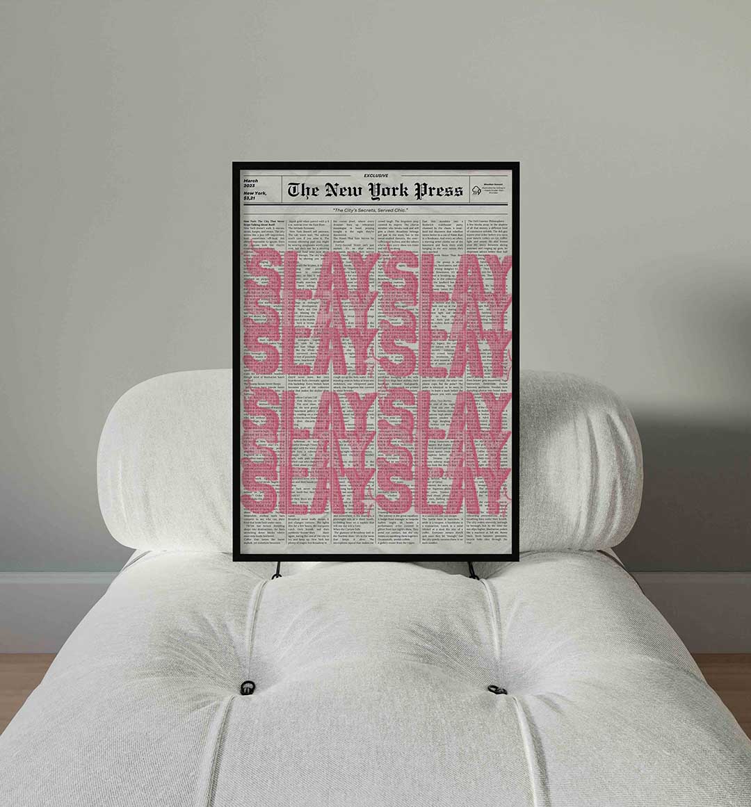 Newspaper en roze tekst Poster