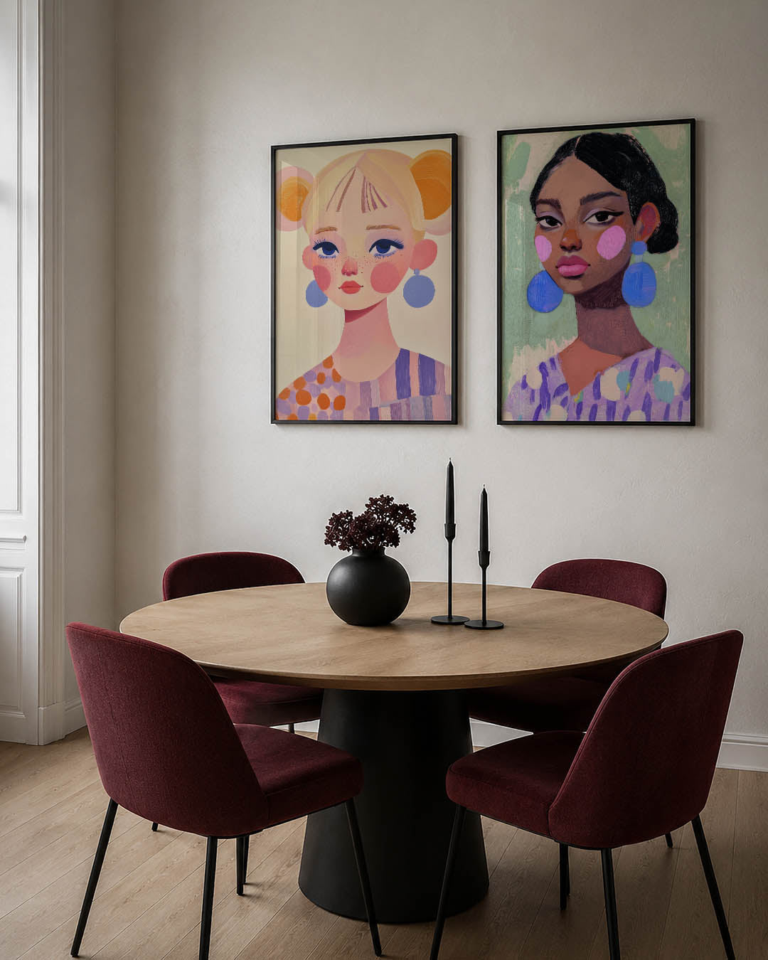 Kleurrijke portretuitdrukking Posterset
