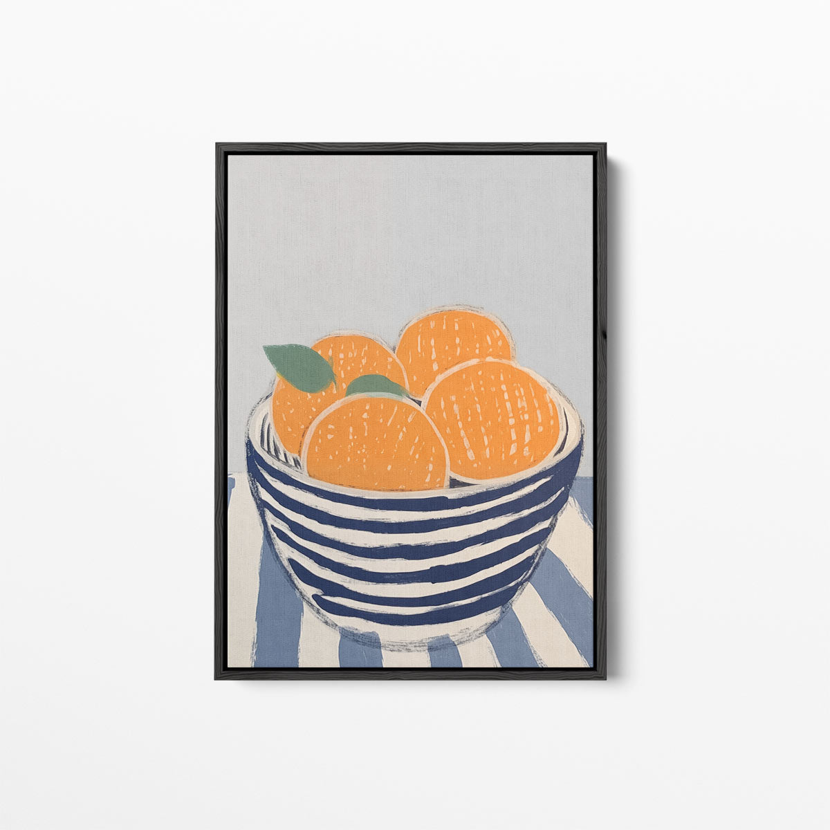Zomerse Citrus in Streepjeskom Kunstwerk-canvas-dibond-plexiglas-wanddecoratie-WallArtistic