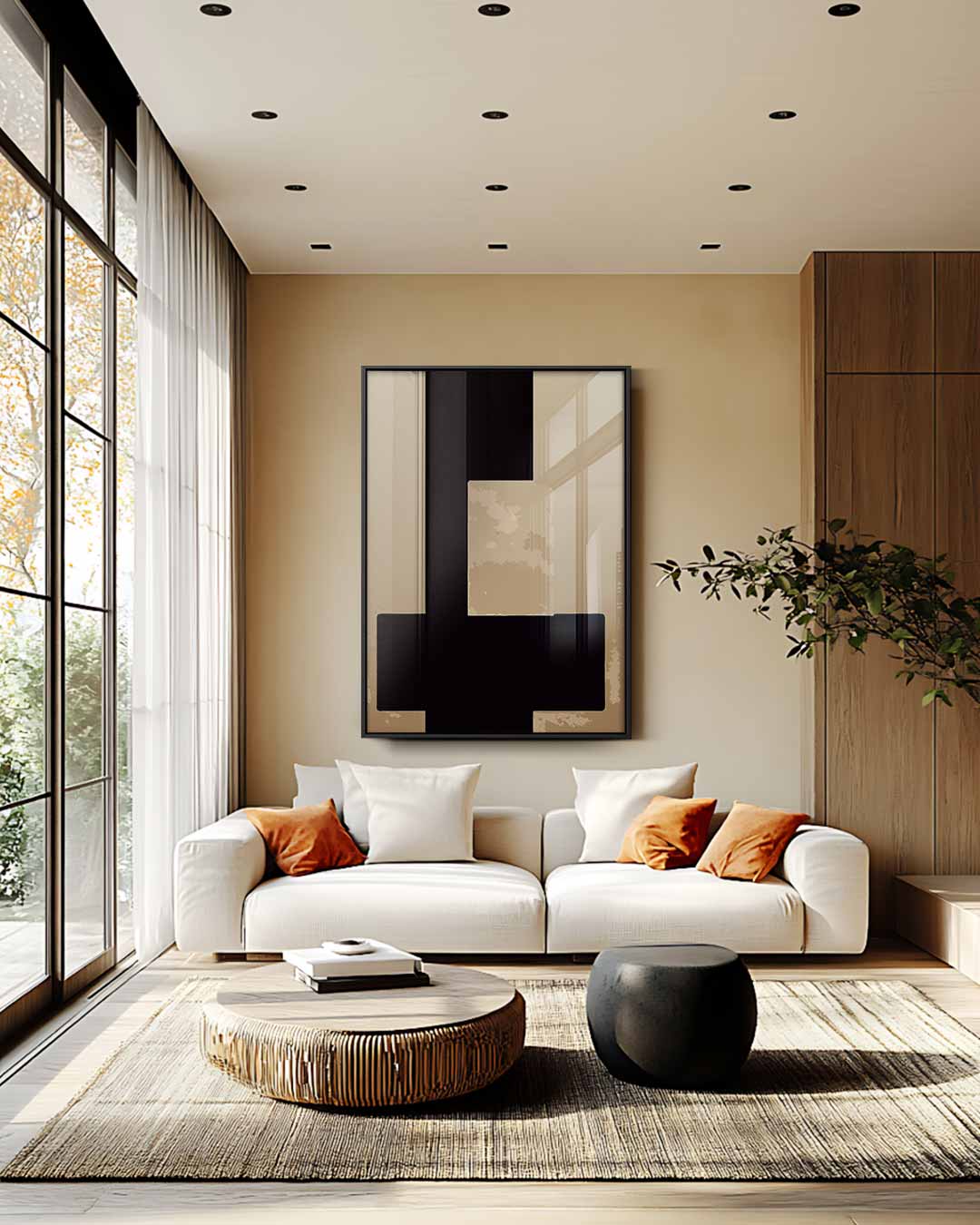 Abstract Bruin Contrast Kunstwerk-canvas-dibond-plexiglas-wanddecoratie-WallArtistic
