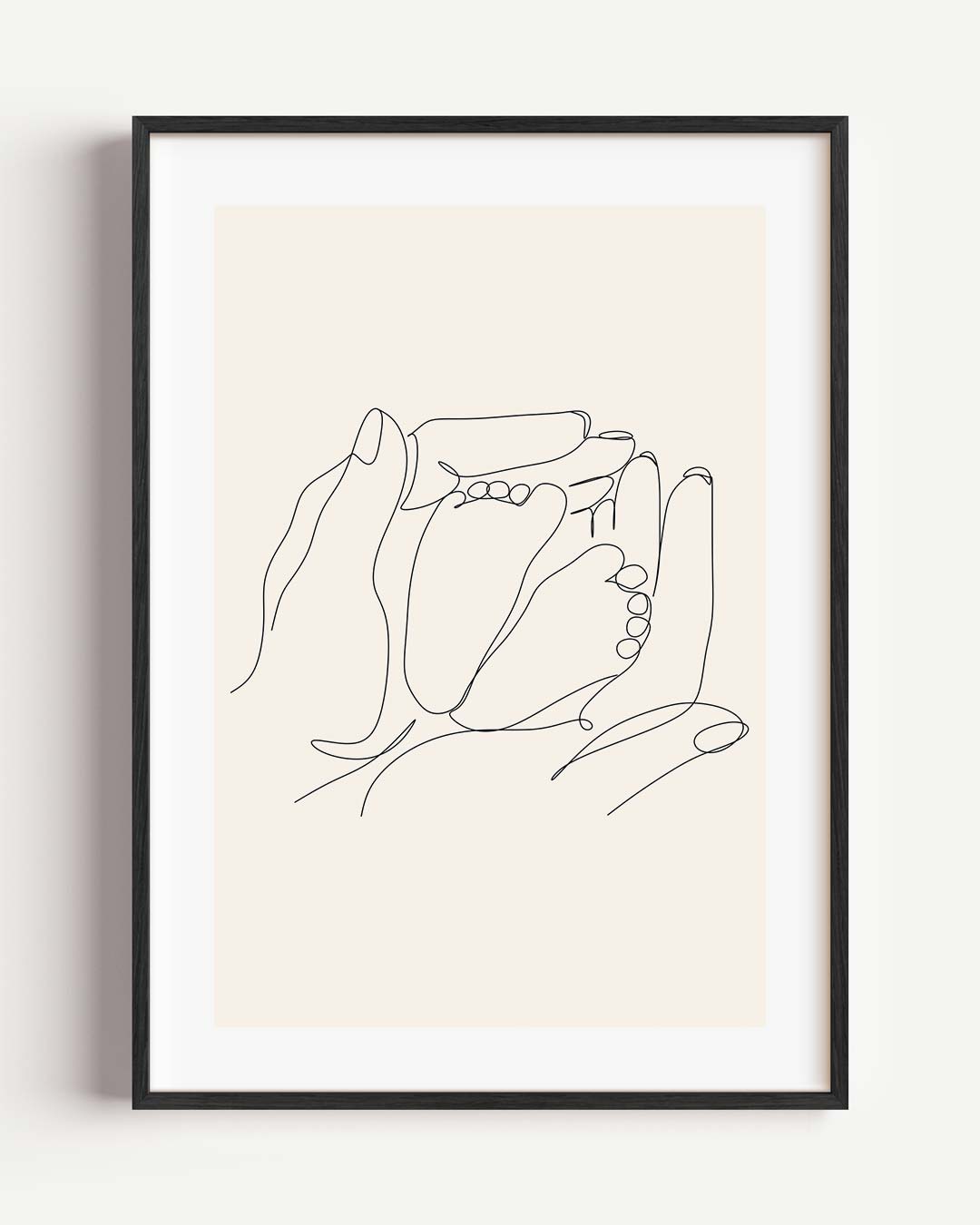 Minimalistische Illustratie van Handen en Babyvoetjes Poster