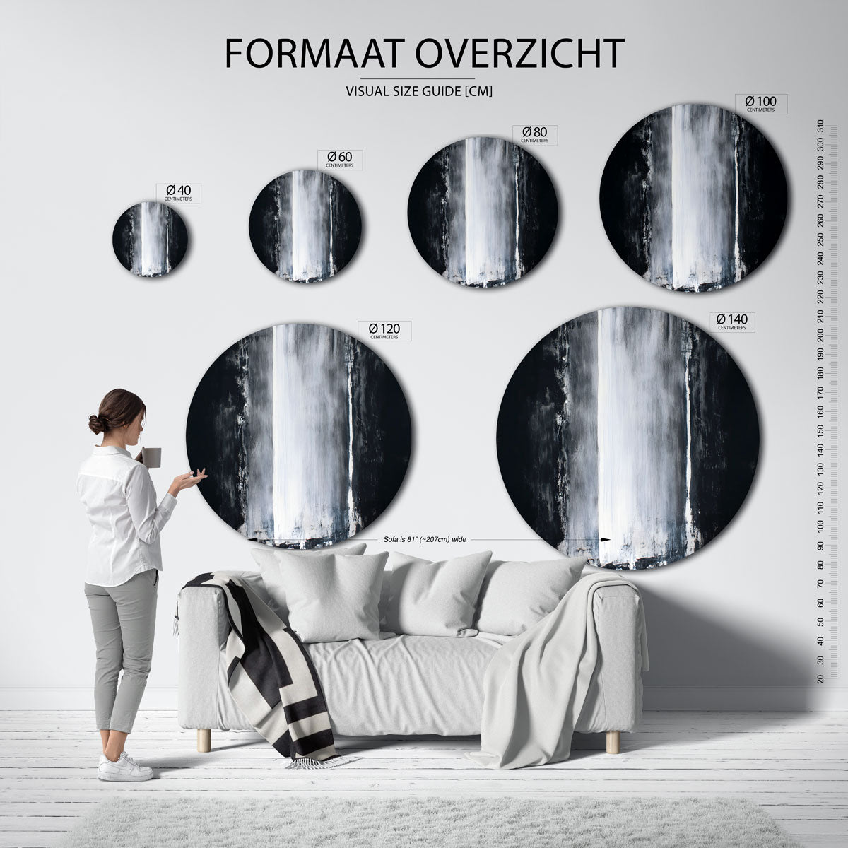 Zwart wit abstracte Muurcirkel