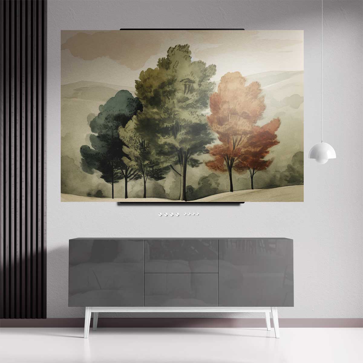 Vier Seizoenen Bomen Schilderij Kunstwerk-canvas-dibond-plexiglas-wanddecoratie-WallArtistic