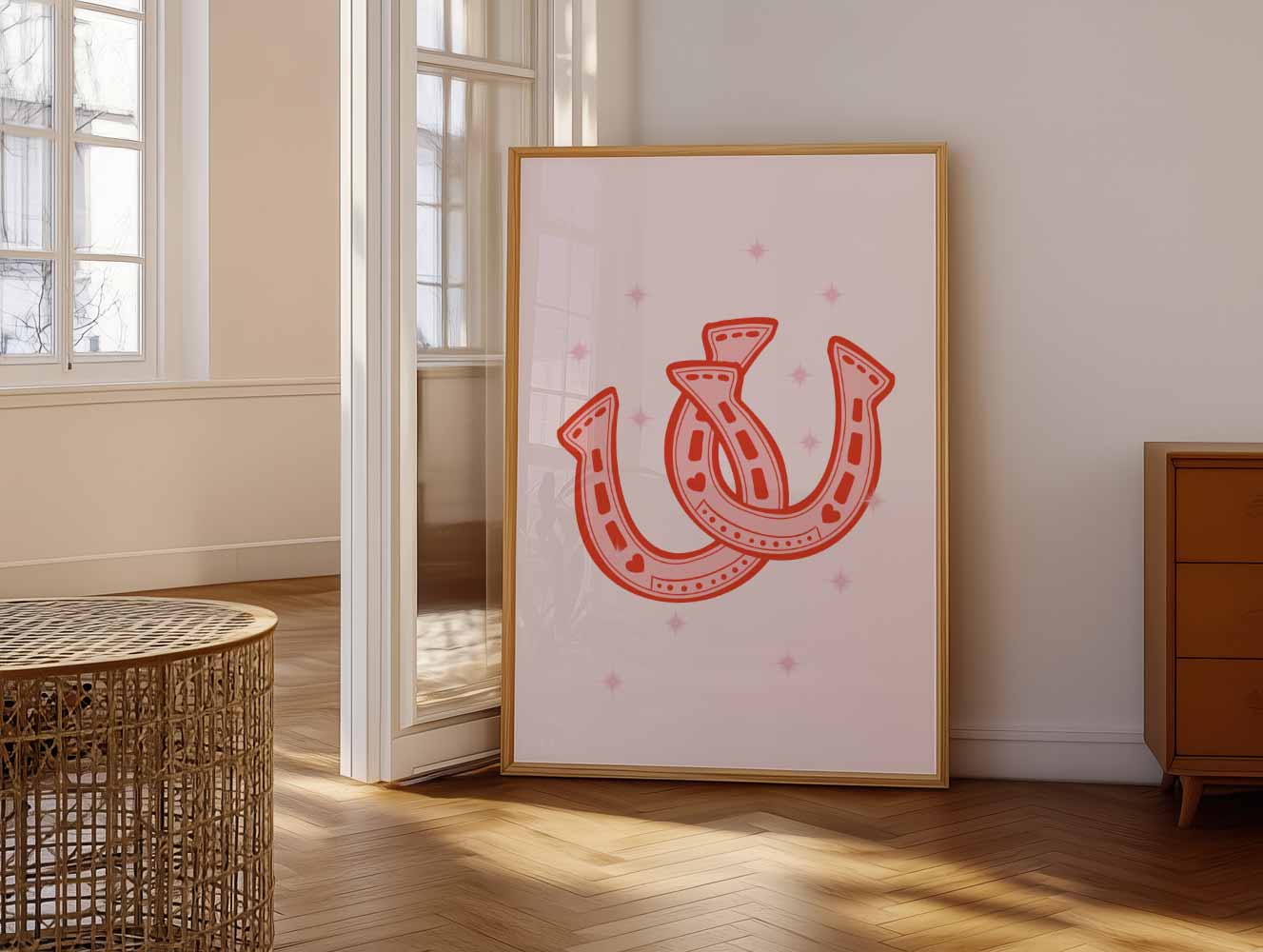 Stijlvolle Roze Hoefijzers Poster