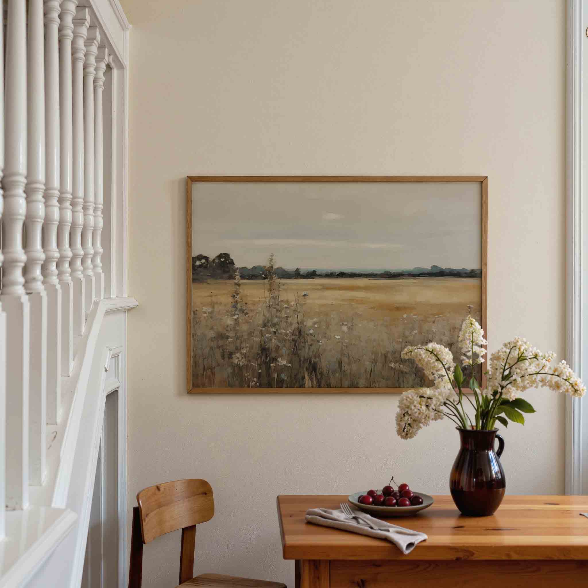 Landschap met veld en bomen Poster