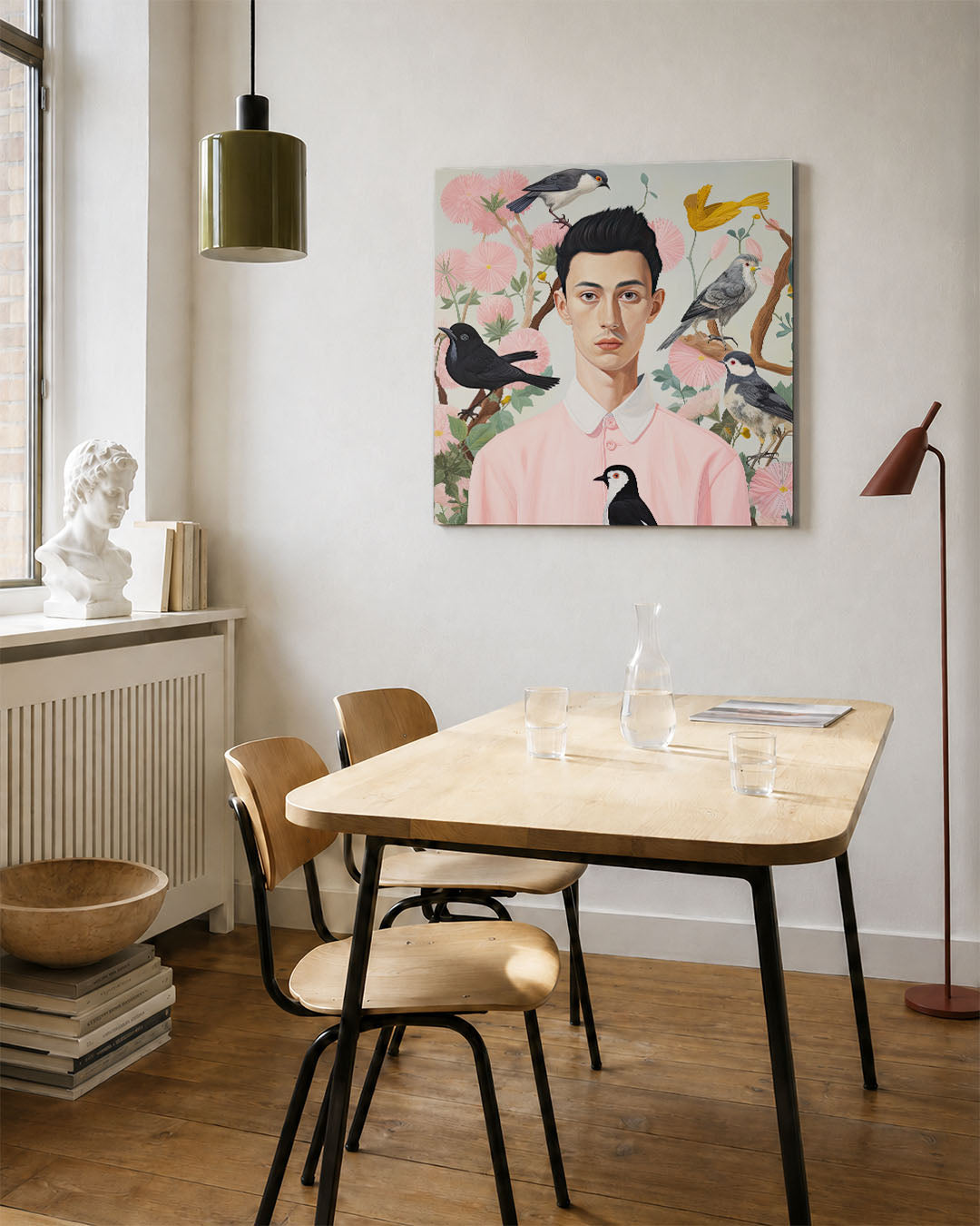 Vogels en bloemen portret Kunstwerk