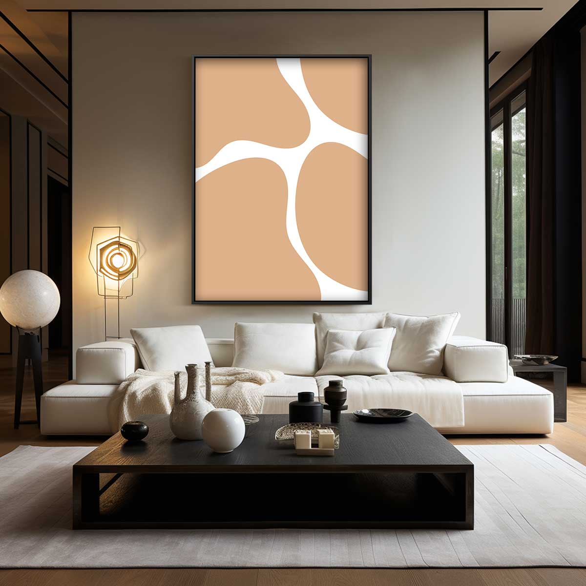 Zachte Aardetinten Abstract Kunstwerk-canvas-dibond-plexiglas-wanddecoratie-WallArtistic