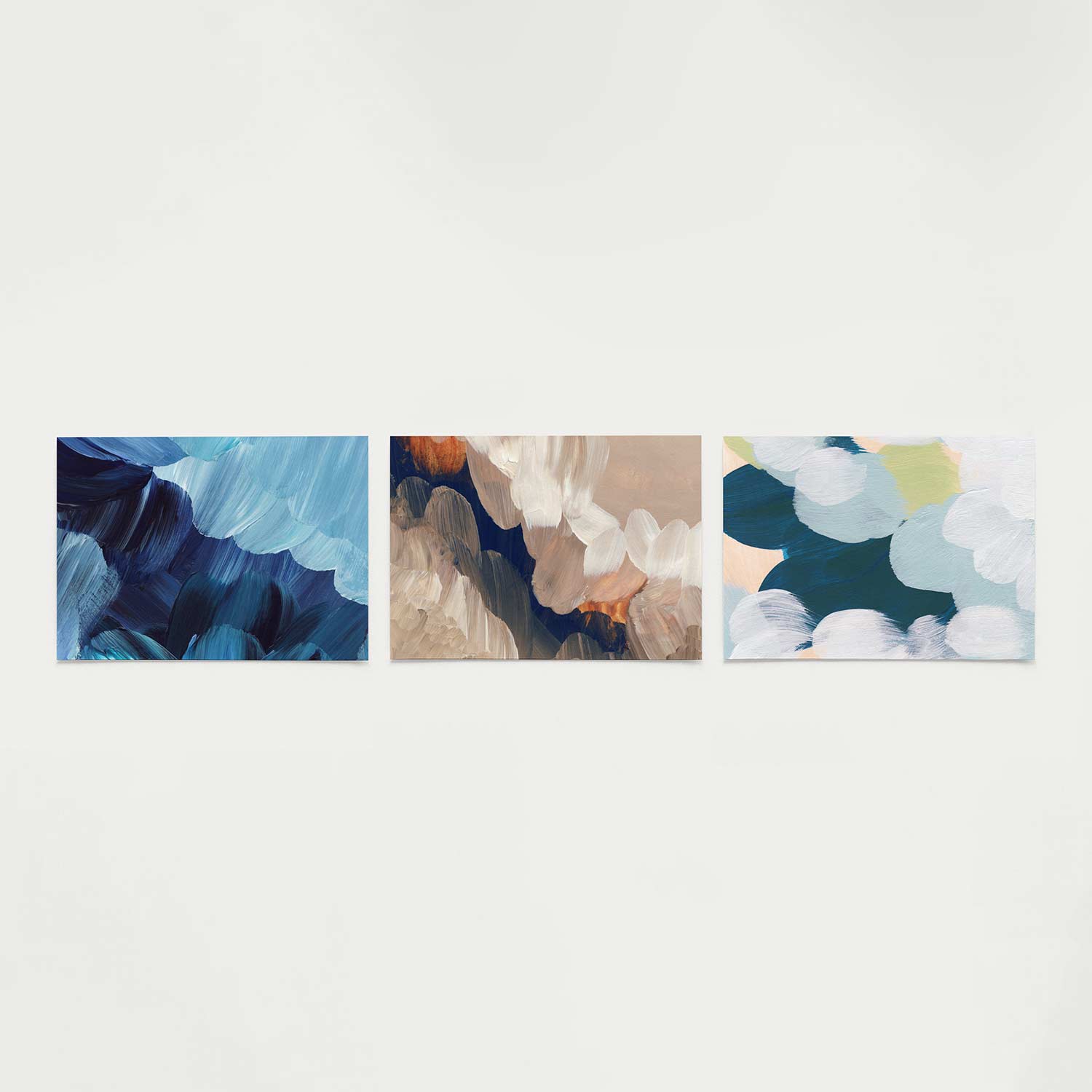 Blauwe borstelstreken Posterset