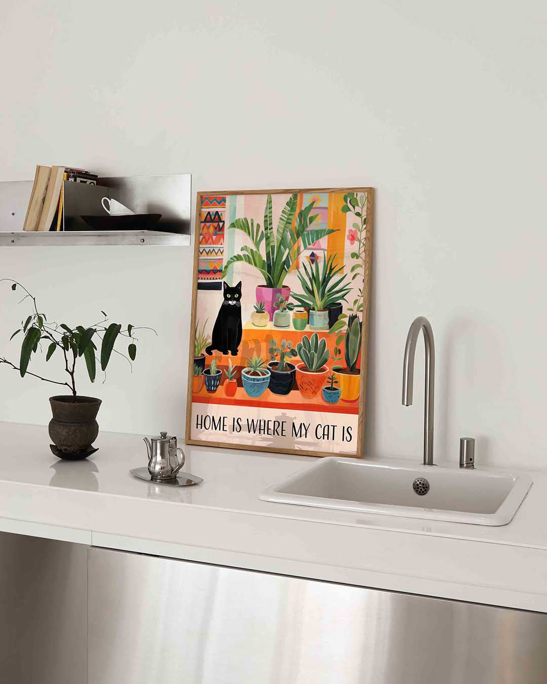 Kat en planten Poster