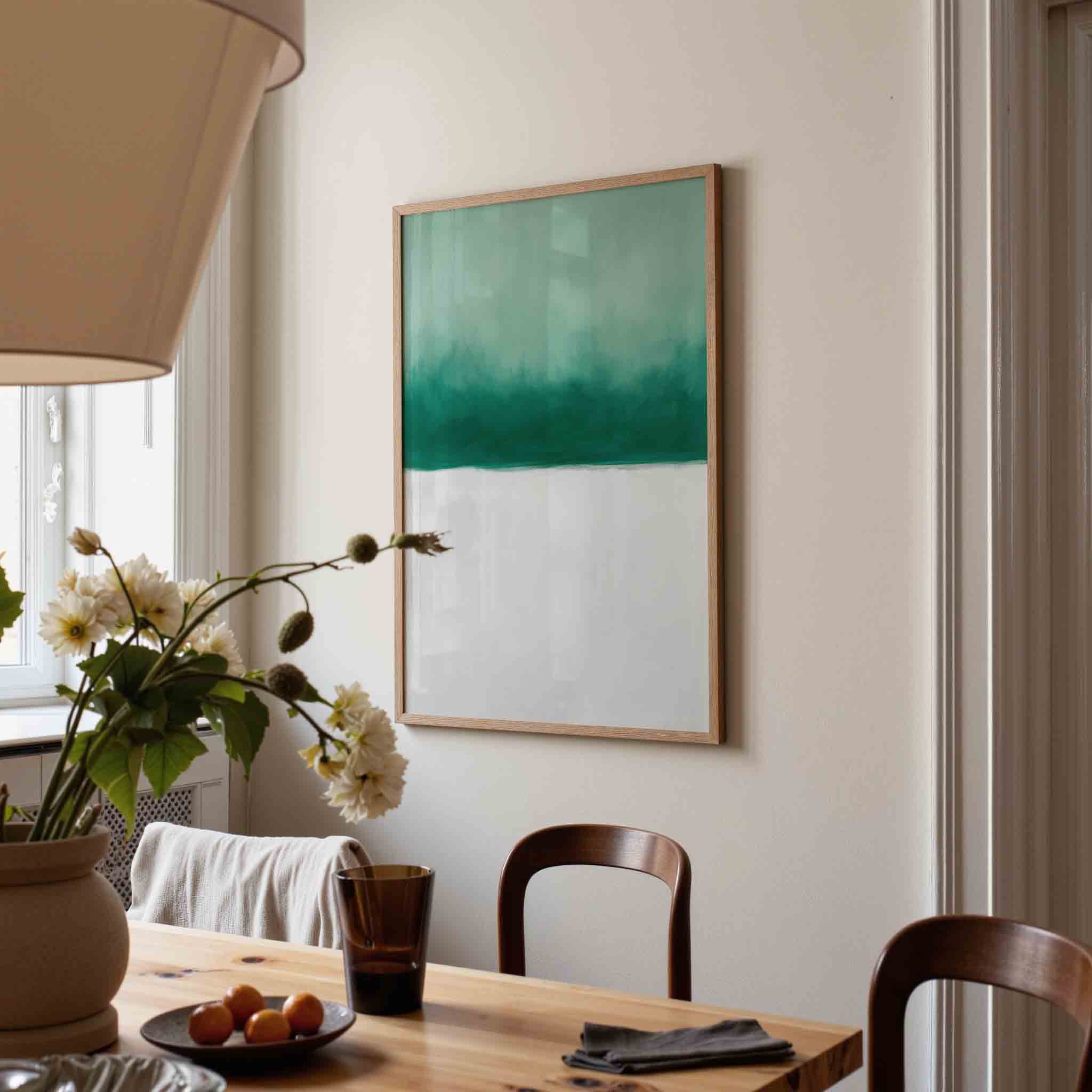 Groene en witte abstracte Poster