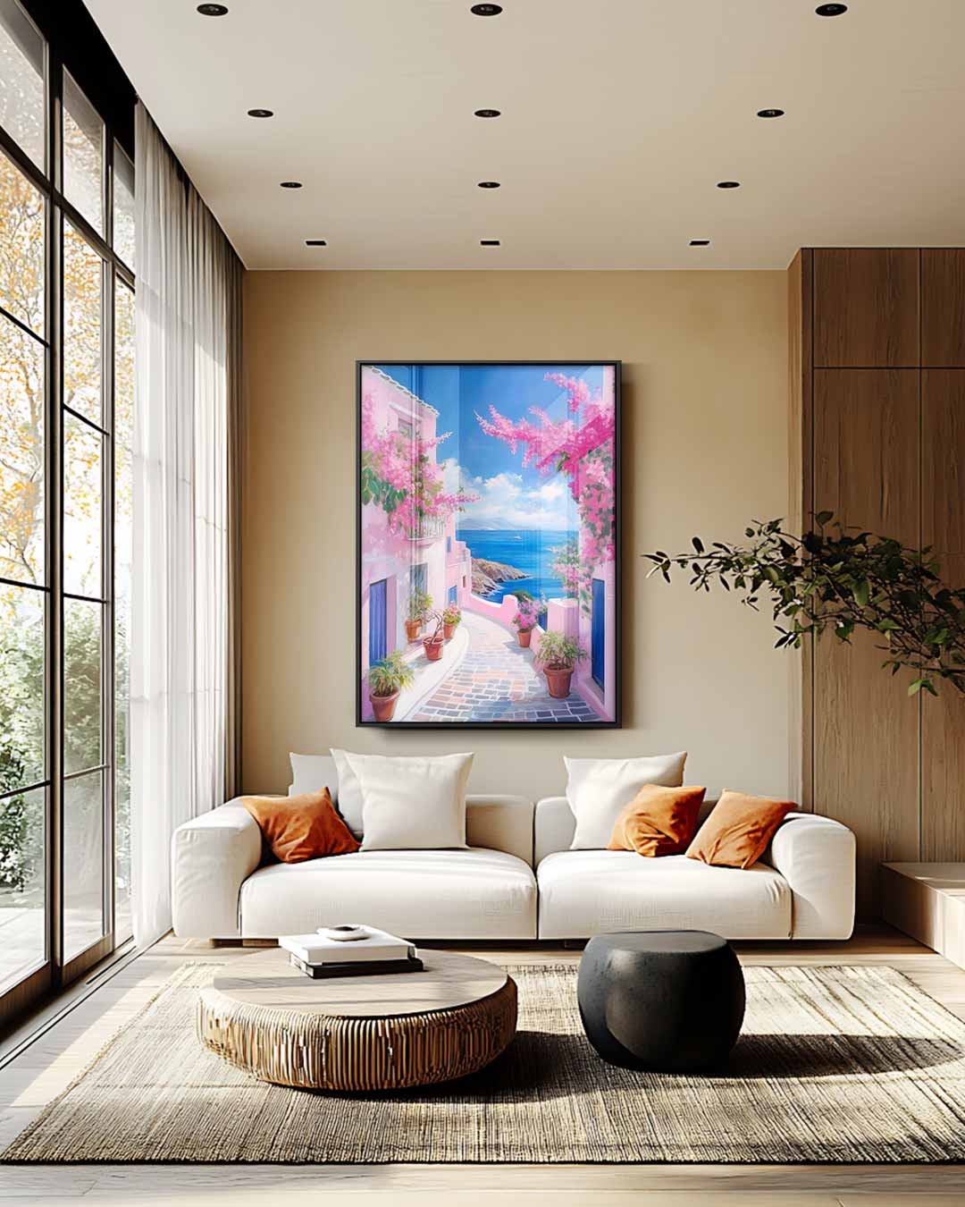 Romantische Middellandse Zee Straat Kunstwerk-canvas-dibond-plexiglas-wanddecoratie-WallArtistic