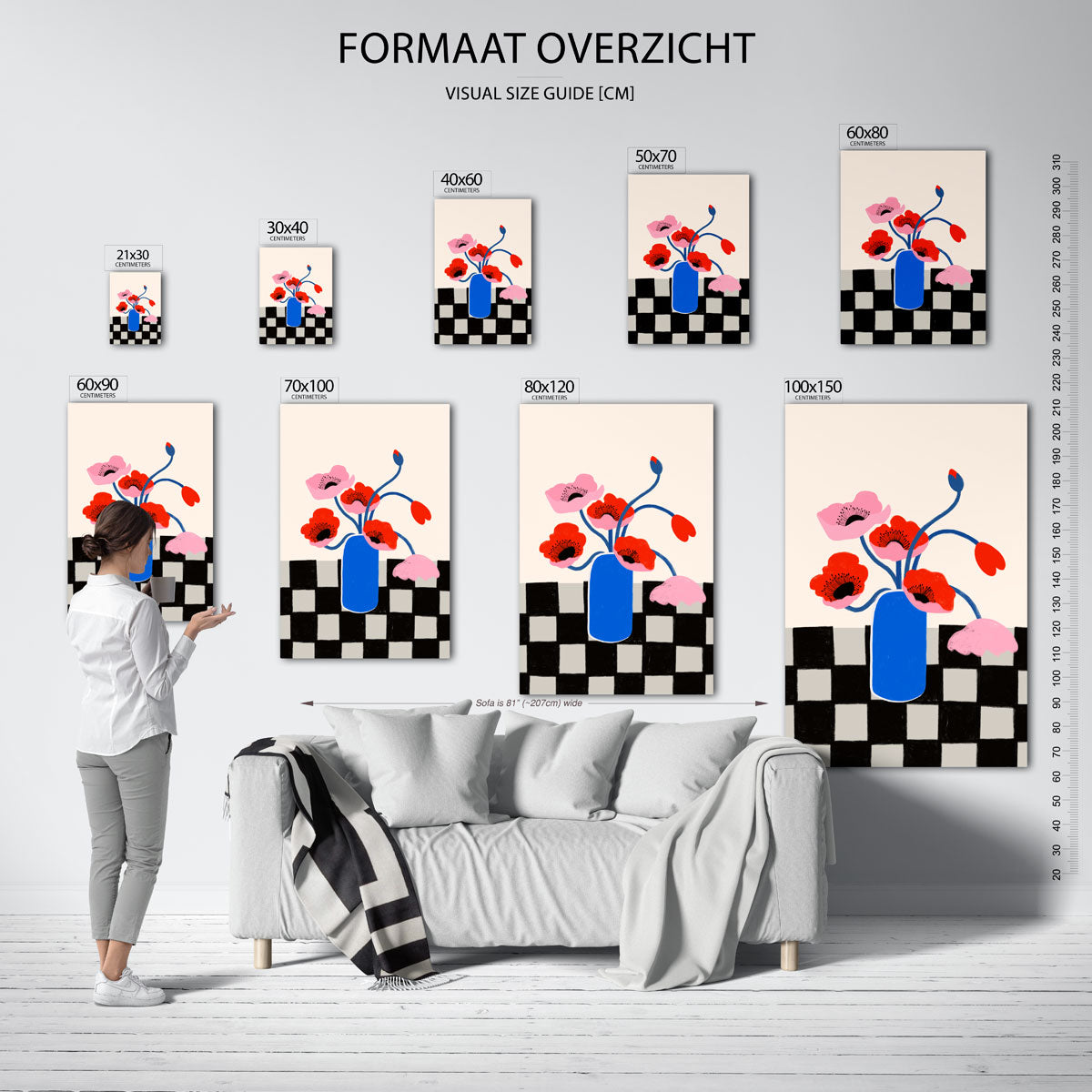 Bloemen in blauwe vaas Poster