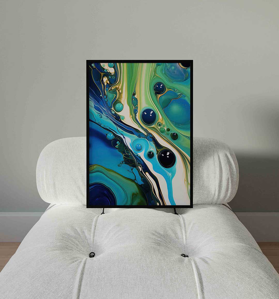 Abstracte blauwe en groene vormen Poster