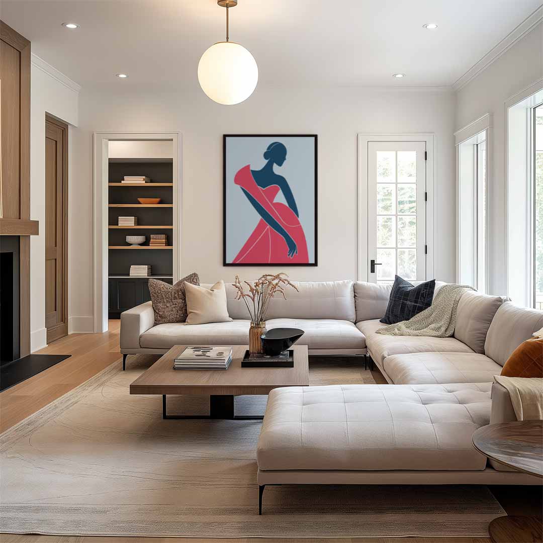 Elegante Dames Silhouet Kunstwerk-canvas-dibond-plexiglas-wanddecoratie-WallArtistic