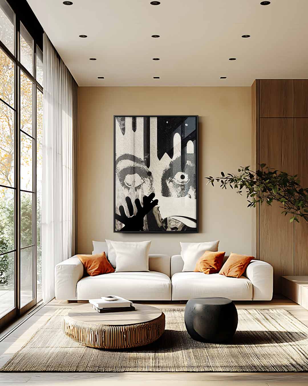 Intrigerende Blik Collage Kunstwerk-canvas-dibond-plexiglas-wanddecoratie-WallArtistic