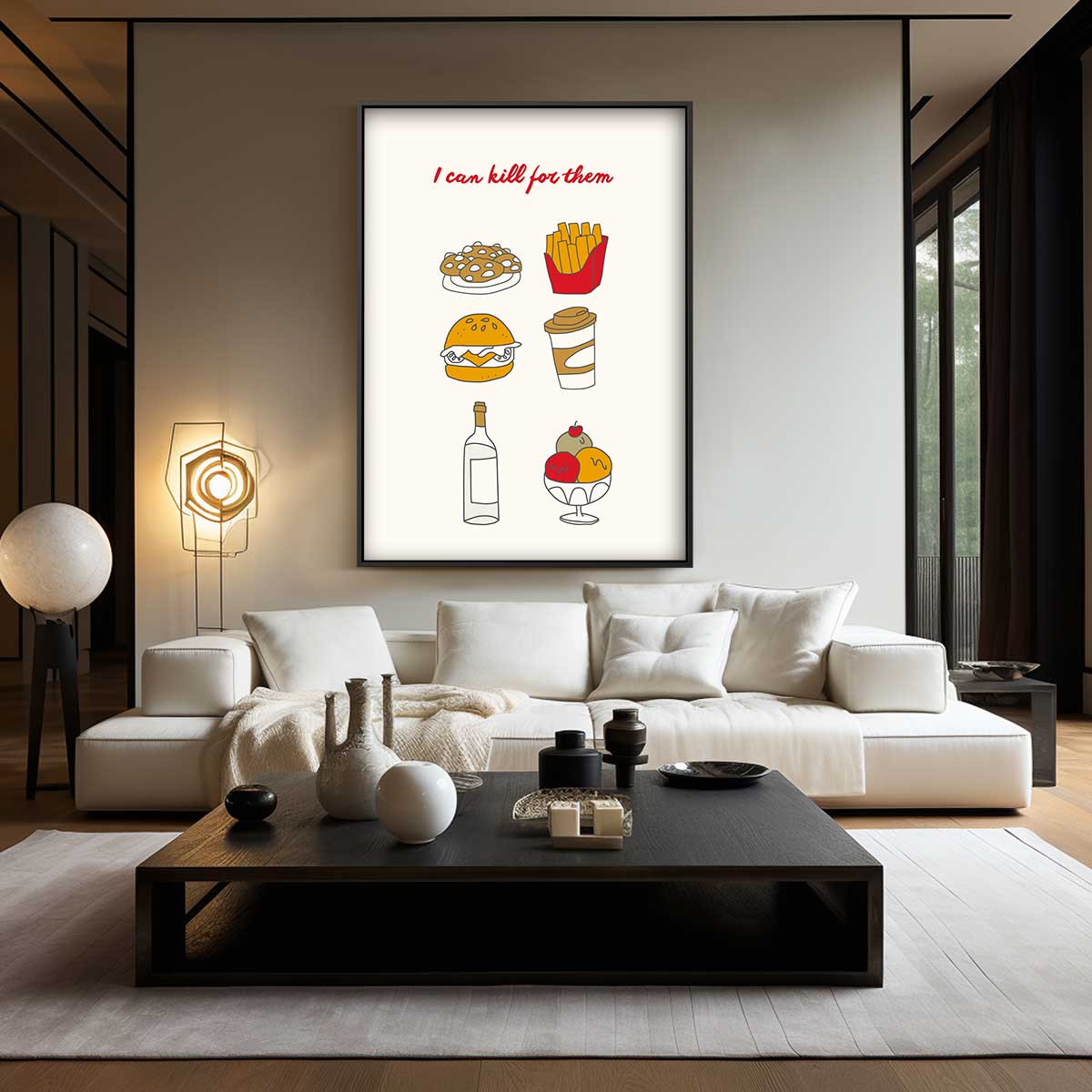 Fastfood Verlangen Illustratie Kunstwerk-canvas-dibond-plexiglas-wanddecoratie-WallArtistic
