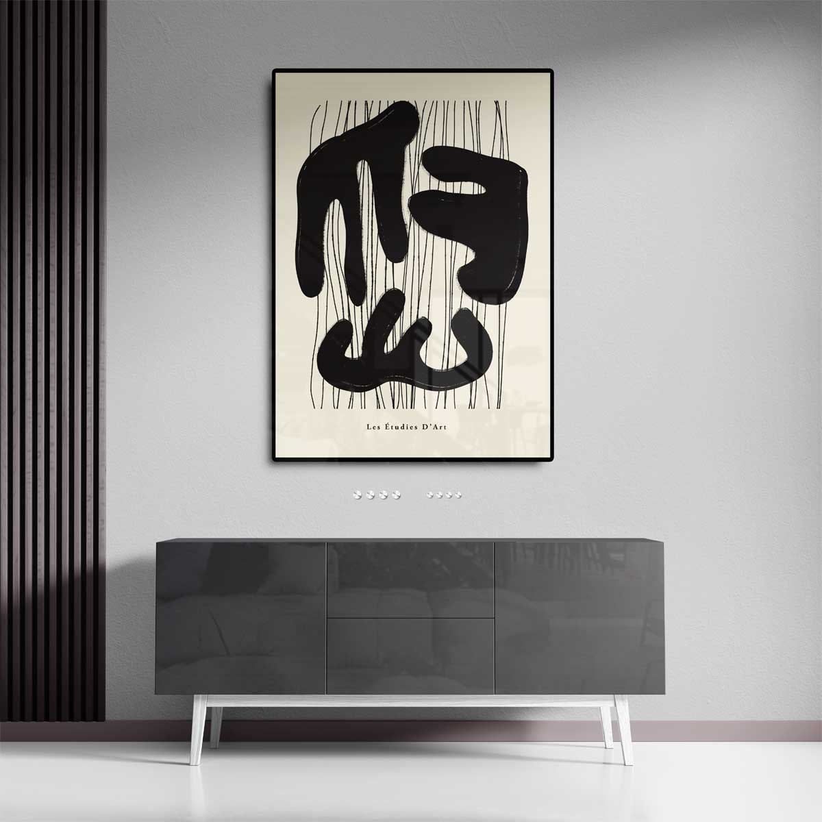 Organische Vormen in Zwart Kunstwerk-canvas-dibond-plexiglas-wanddecoratie-WallArtistic