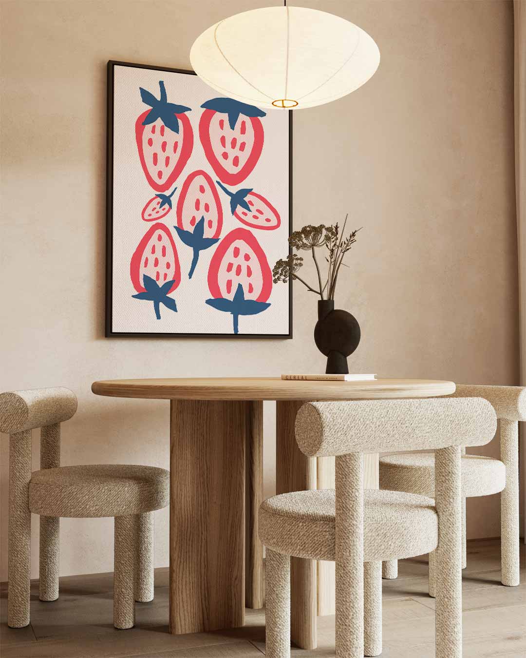 Mooie Aardbeien Patroon Kunstwerk-canvas-dibond-plexiglas-wanddecoratie-WallArtistic