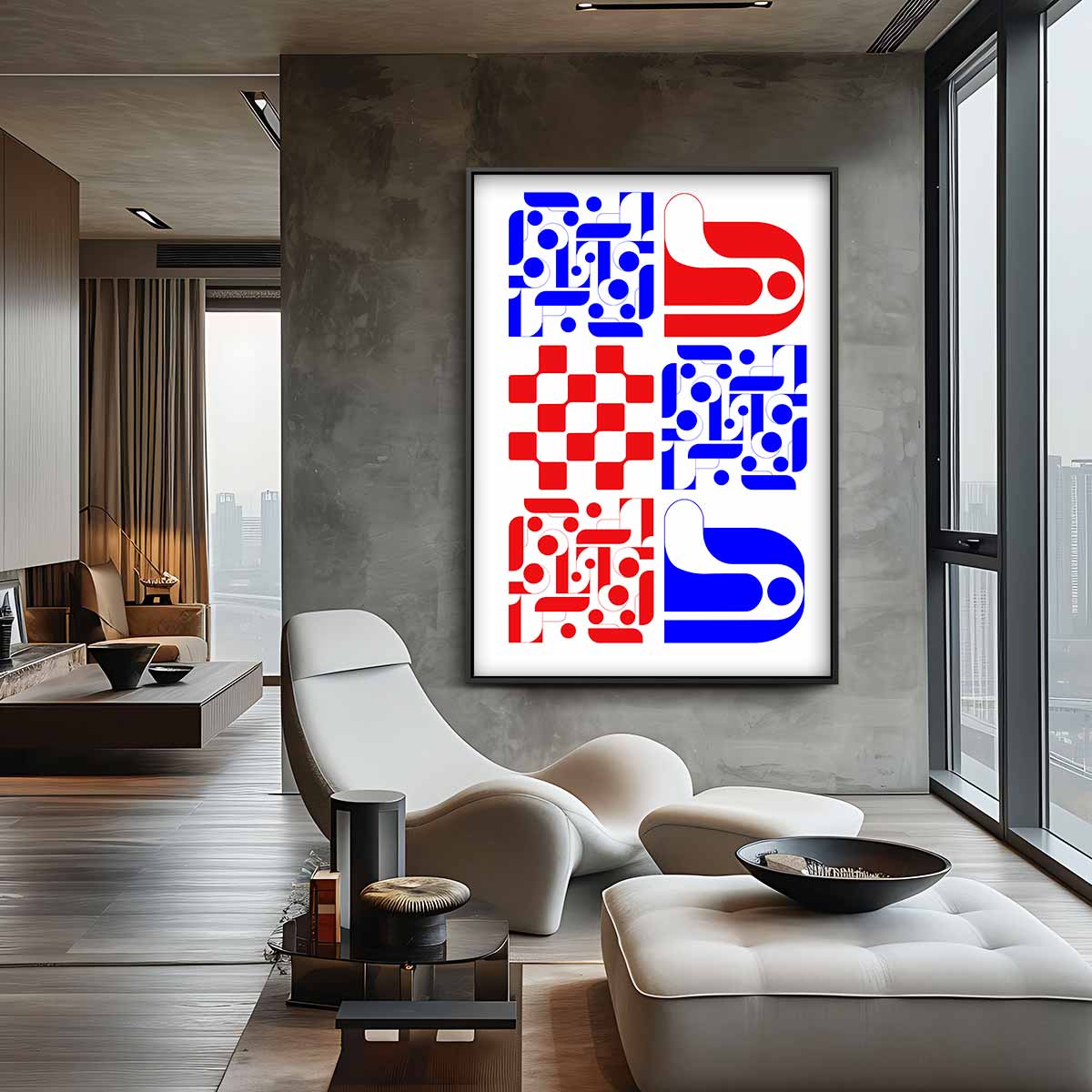 Kleurrijke Geometrische Abstractie Kunstwerk-canvas-dibond-plexiglas-wanddecoratie-WallArtistic