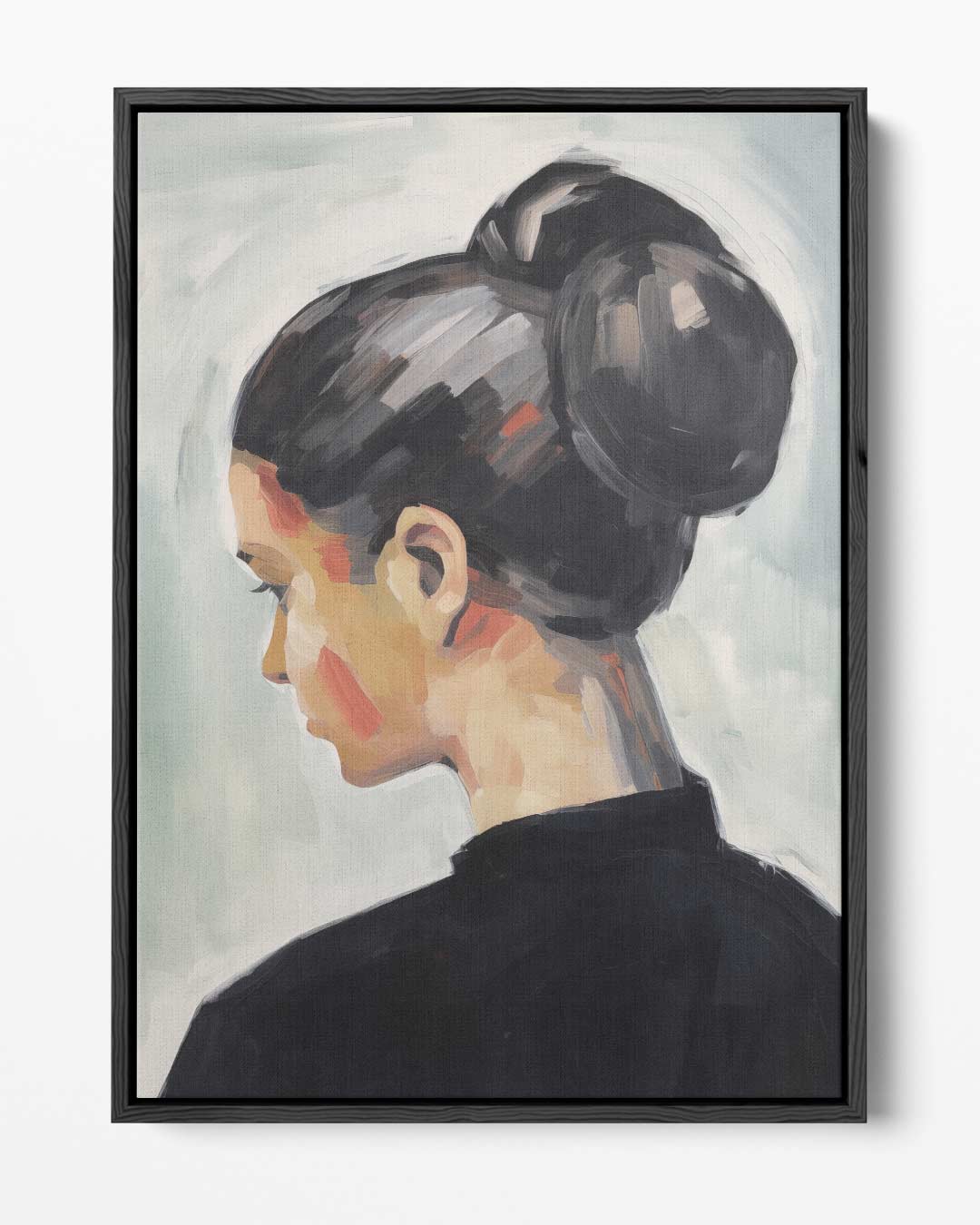Vrouwelijke Elegantie in Stille Reflectie Kunstwerk-canvas-dibond-plexiglas-wanddecoratie-WallArtistic