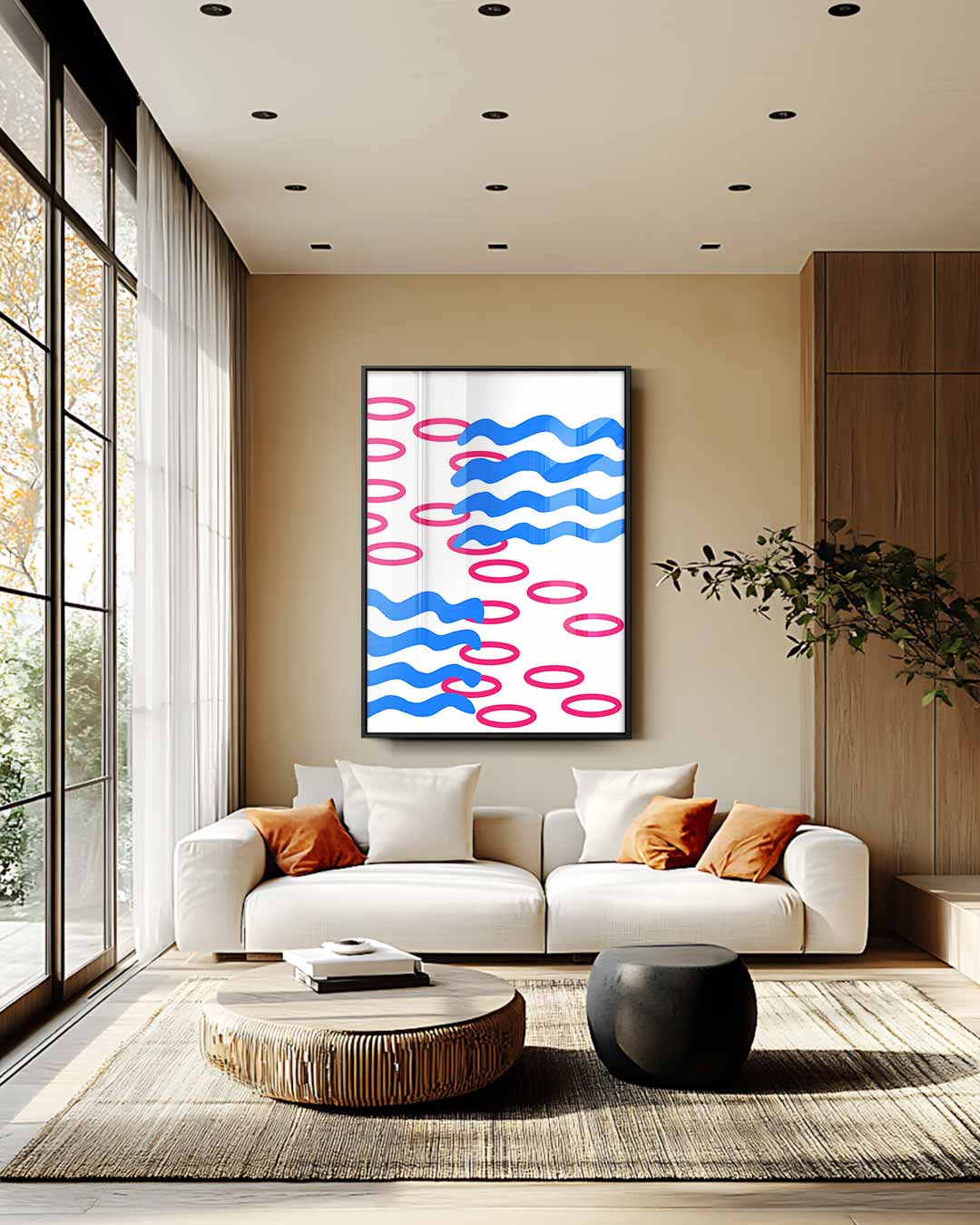 Speelse Golfpatronen Kunstwerk-canvas-dibond-plexiglas-wanddecoratie-WallArtistic