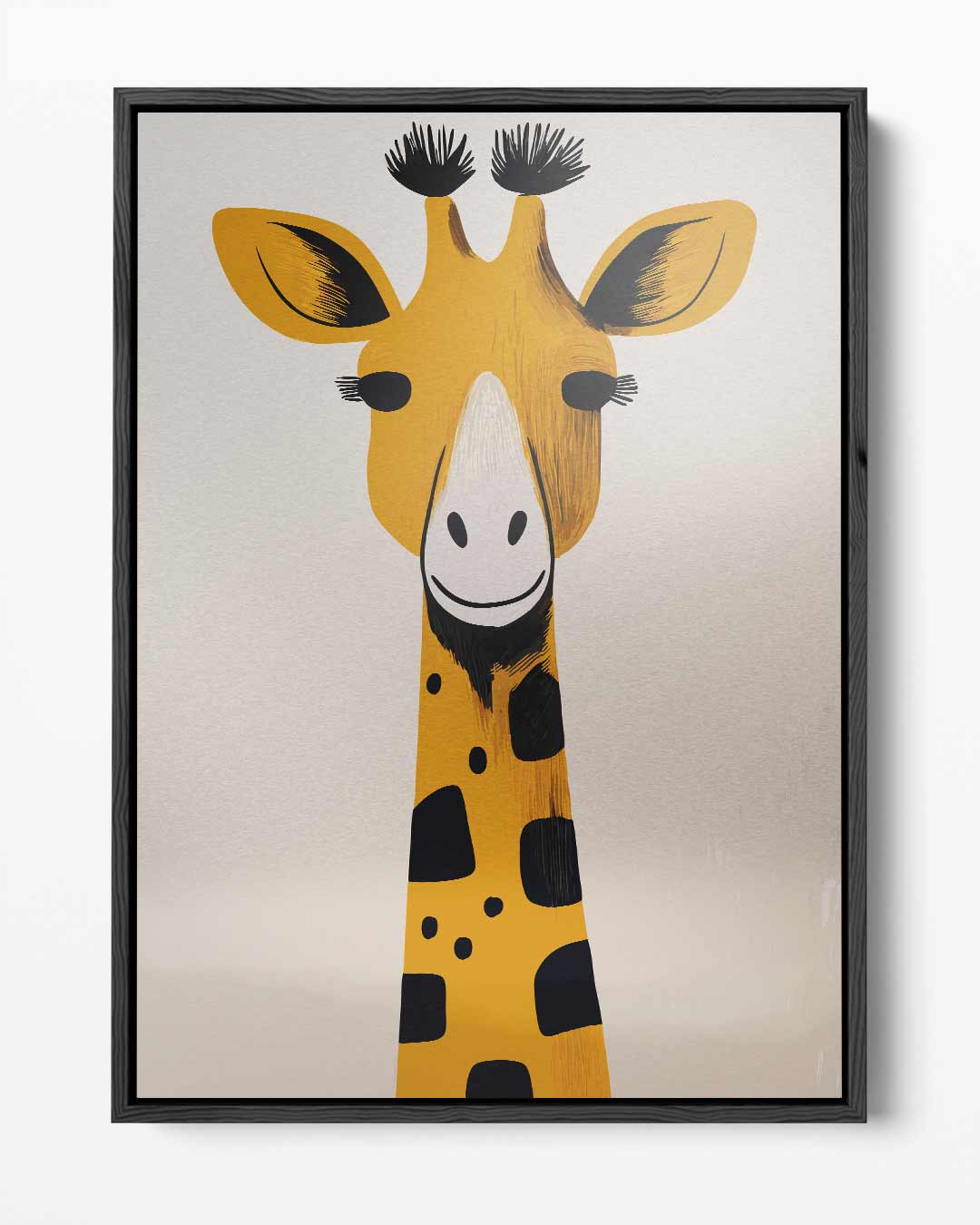 Vrolijke Giraffe Illustratie Kunstwerk-canvas-dibond-plexiglas-wanddecoratie-WallArtistic
