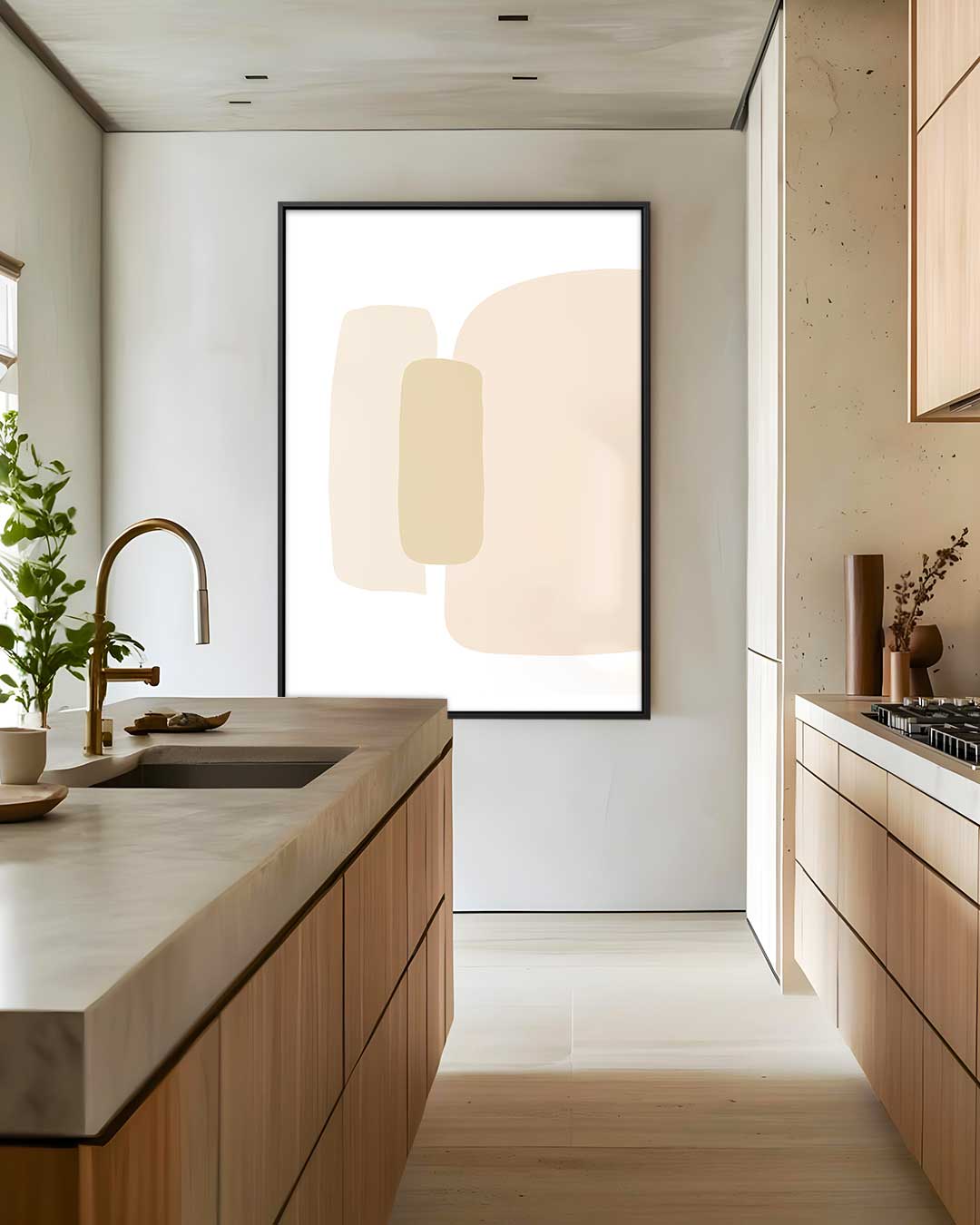 Zachte Aardetinten Abstract Kunstwerk-canvas-dibond-plexiglas-wanddecoratie-WallArtistic