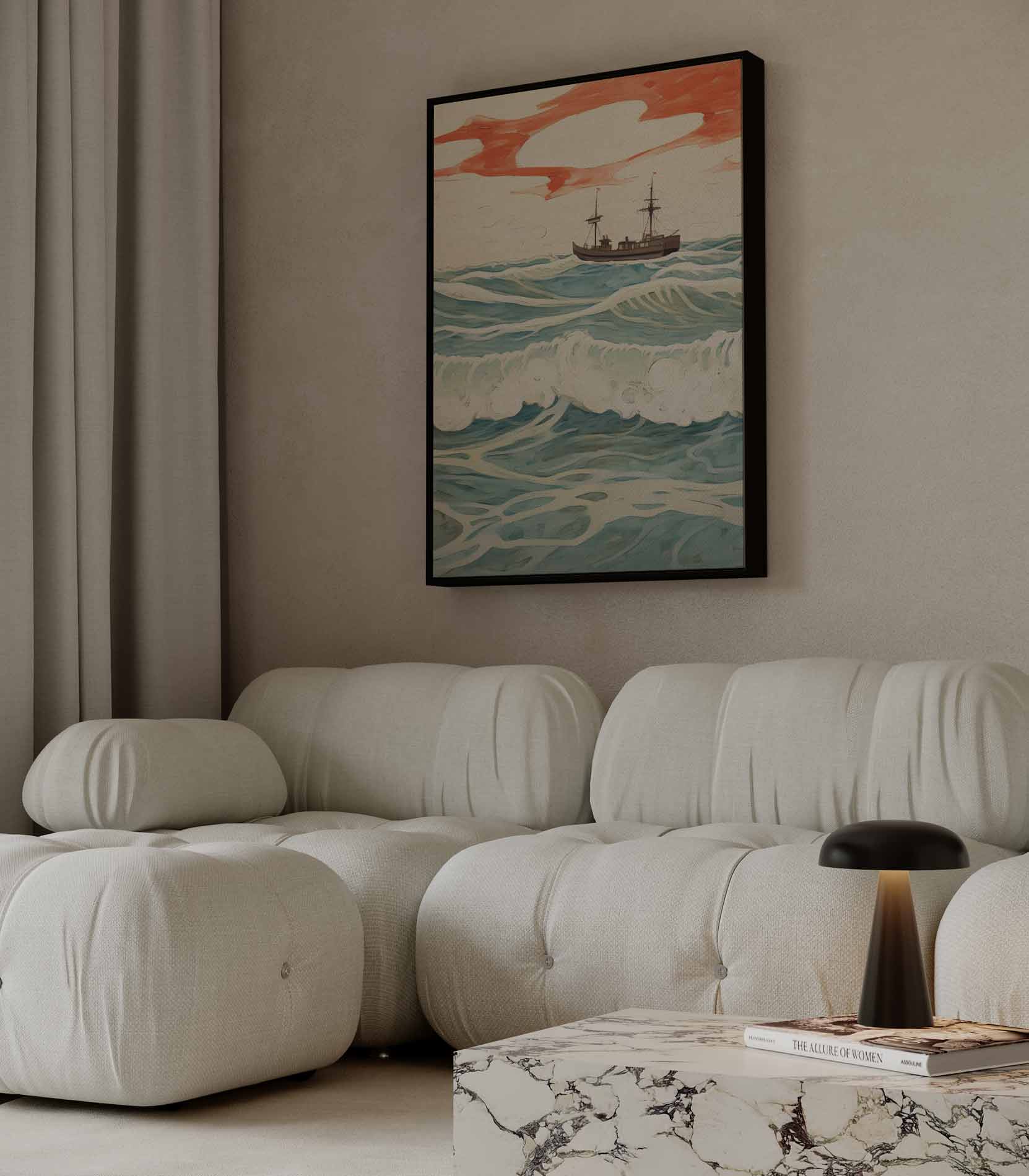 Golven en Horizon Kunstwerk-canvas-dibond-plexiglas-wanddecoratie-WallArtistic