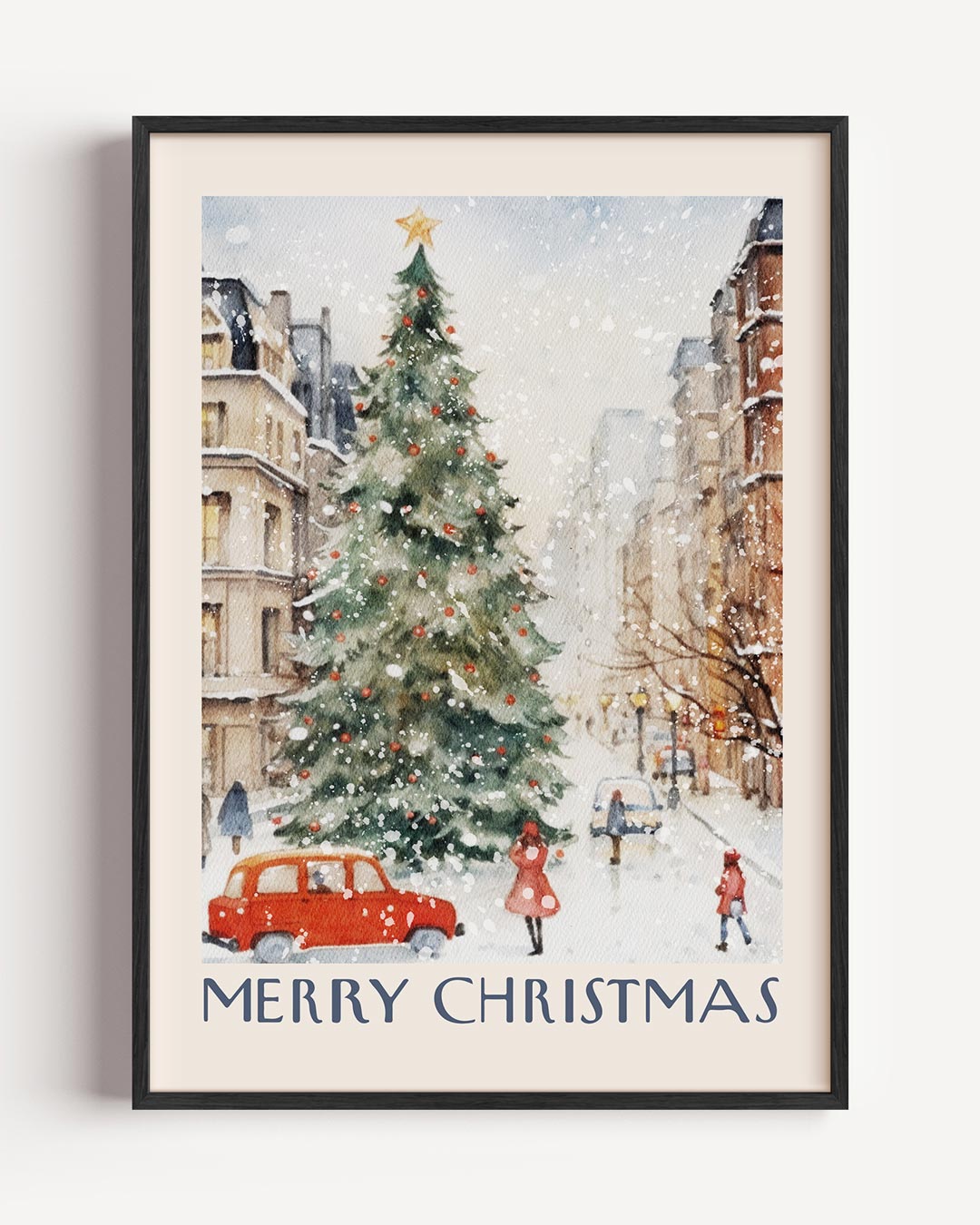 Sfeervolle Kerstmis Straatscène Poster-WallArtistic