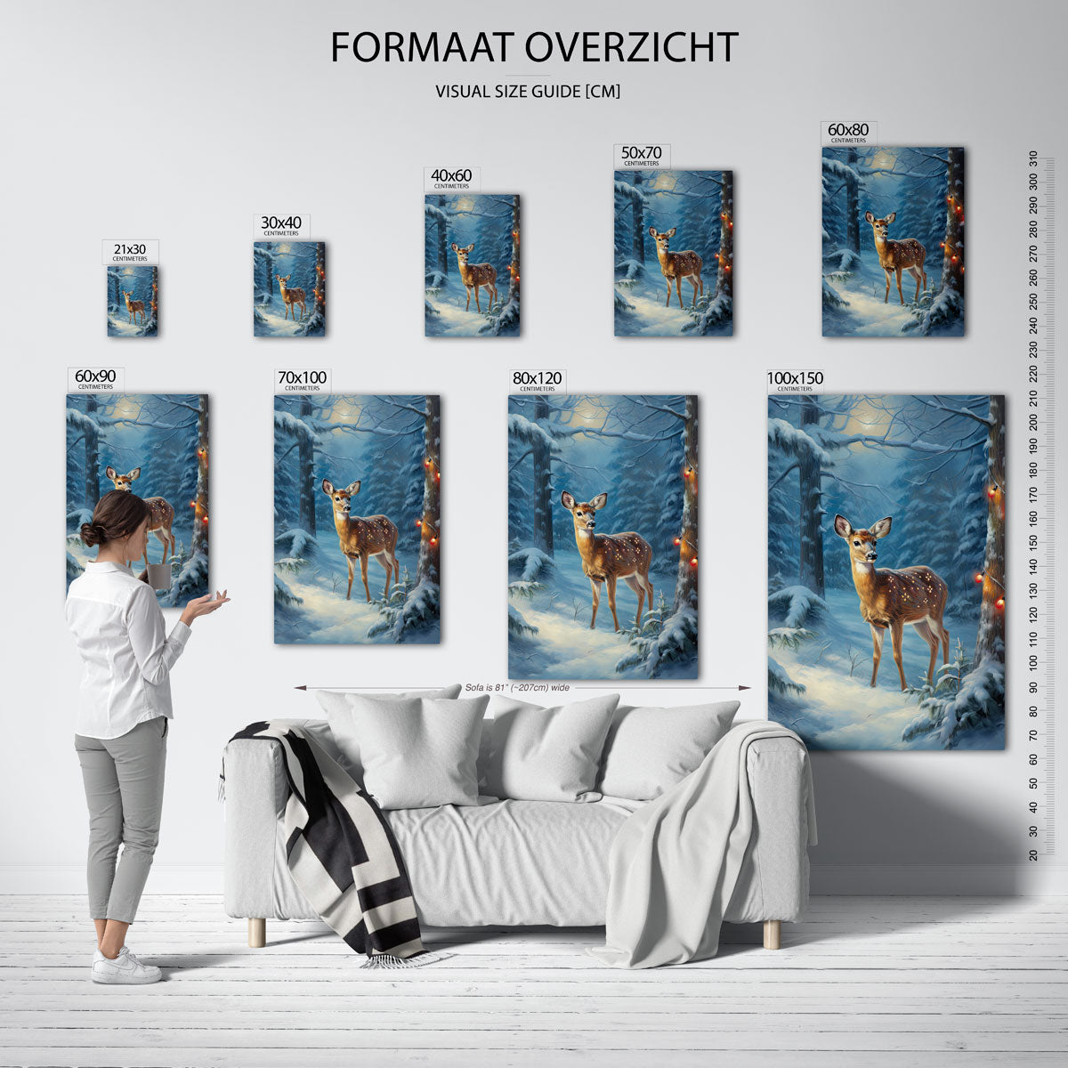 Hert in besneeuwd bos Poster