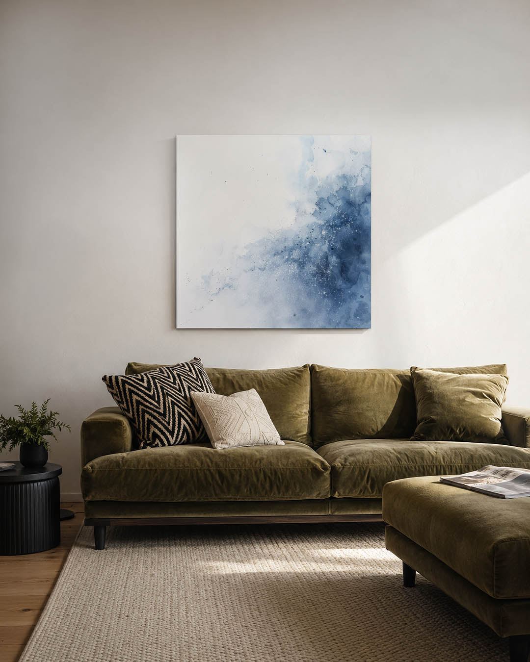 Vloeiende blauwe beweging Kunstwerk