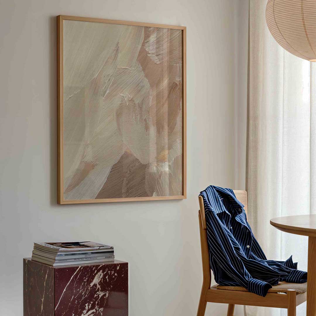 Beige penseelstreken Poster