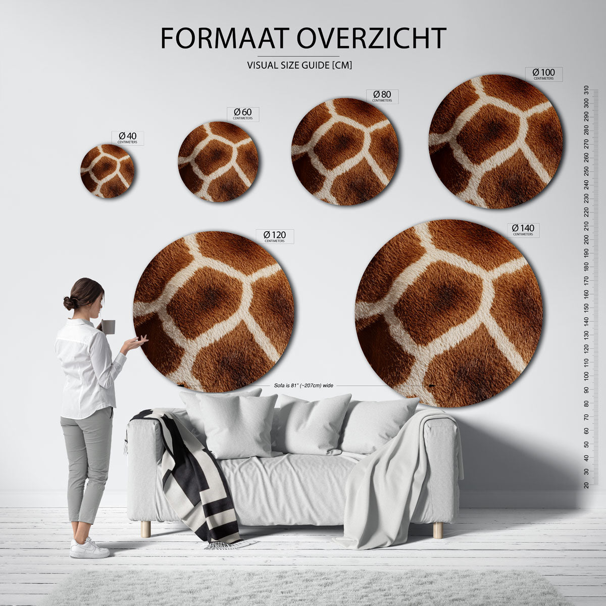 Giraffe patroon Muurcirkel