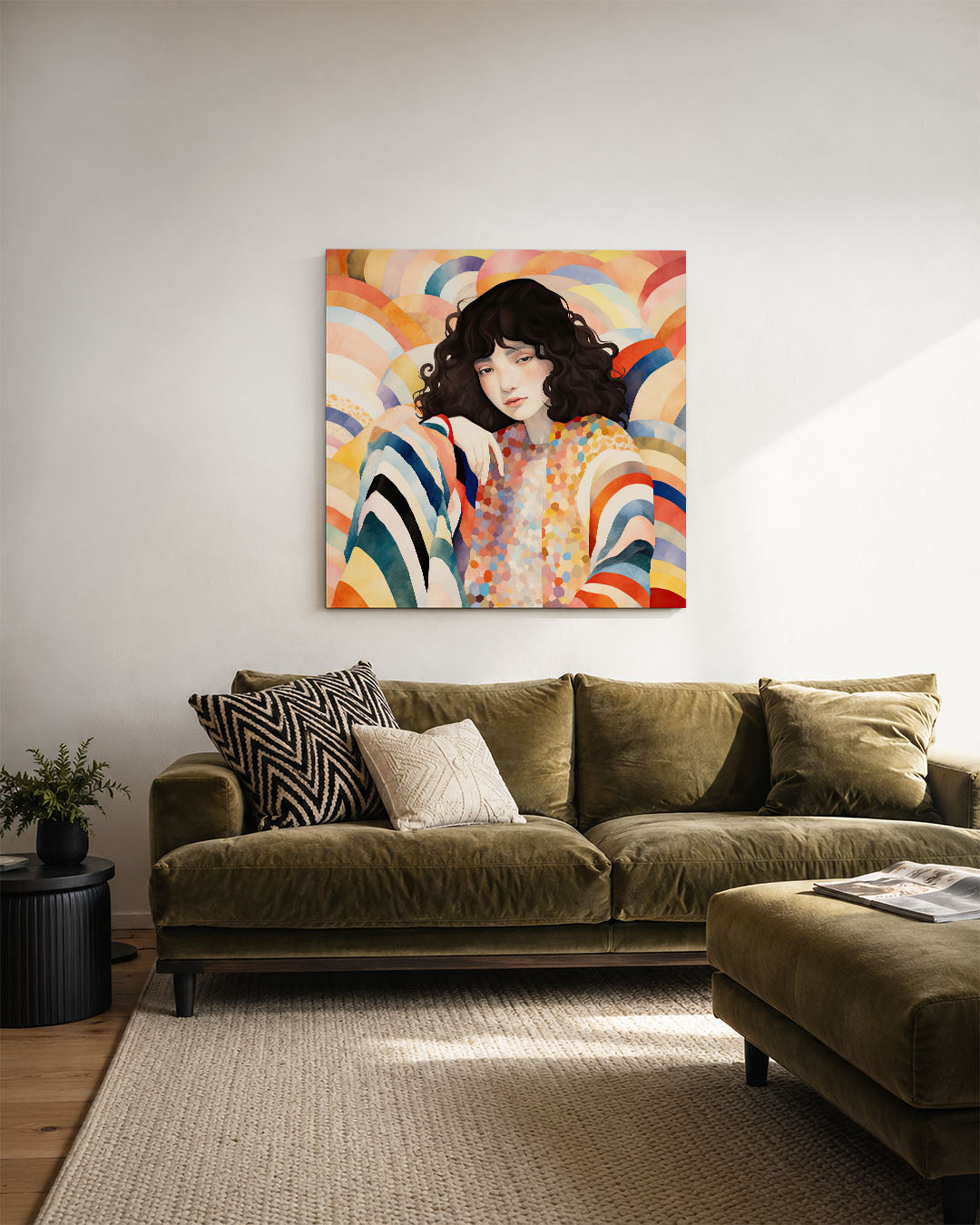 Vrouwelijk portret met patronen Kunstwerk