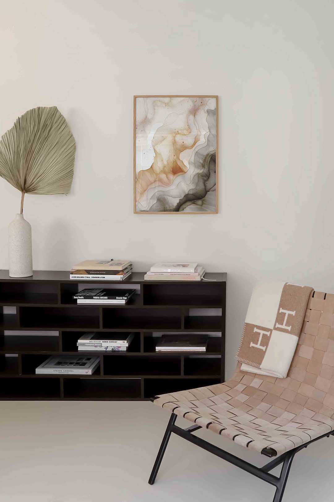 Abstracte beige en grijze vormen Poster