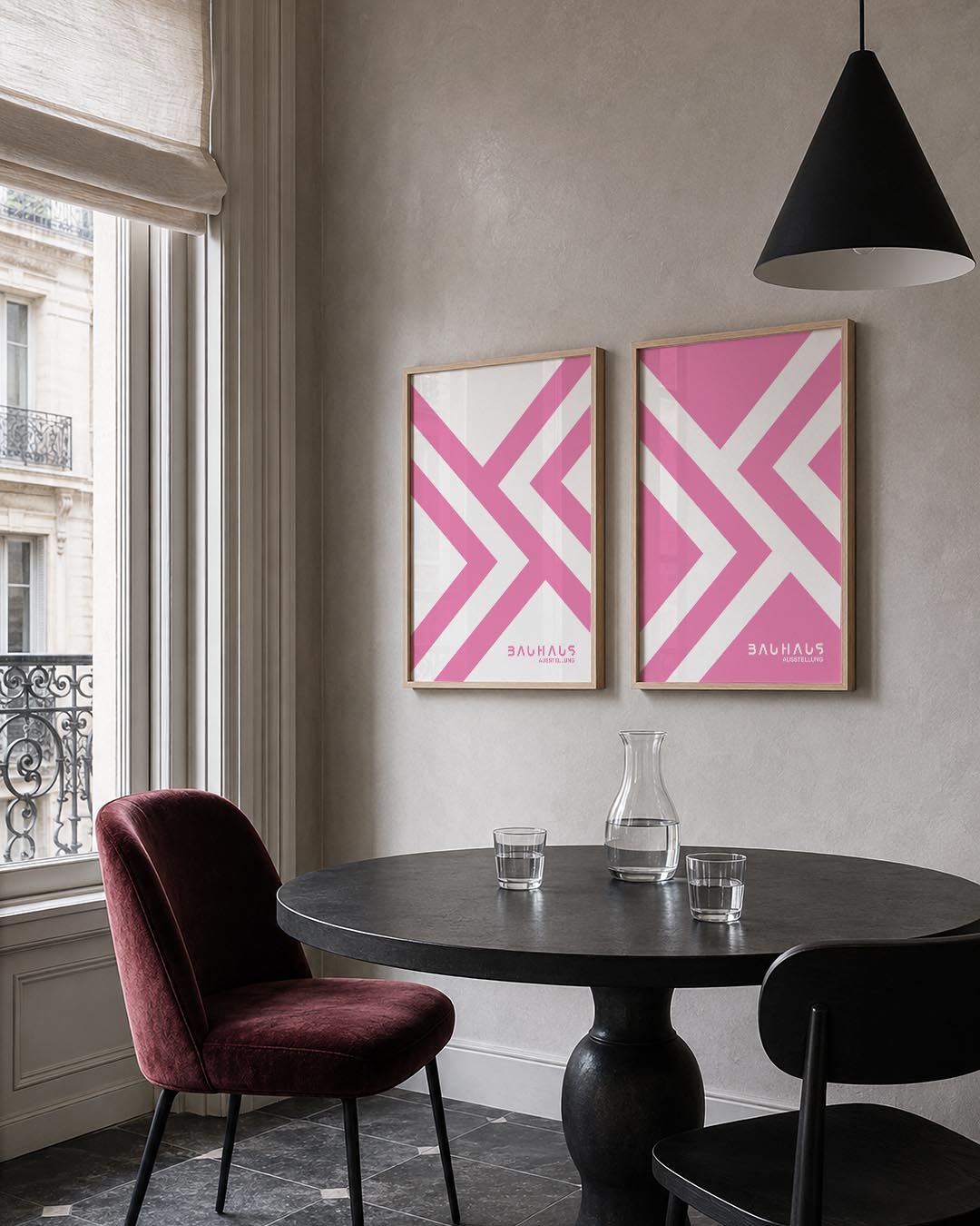 Roze lijnenpatroon Posterset