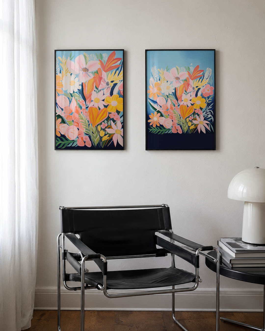Bloemrijke kleurvlakken Posterset