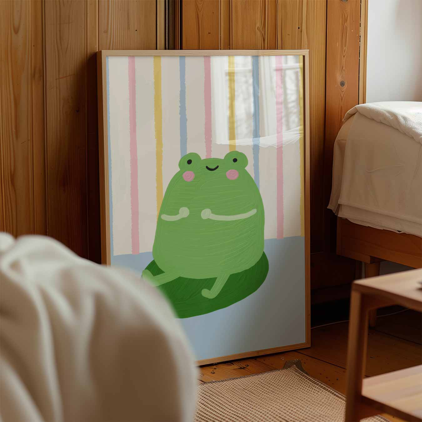 Lieve Kikker Op Blad Poster