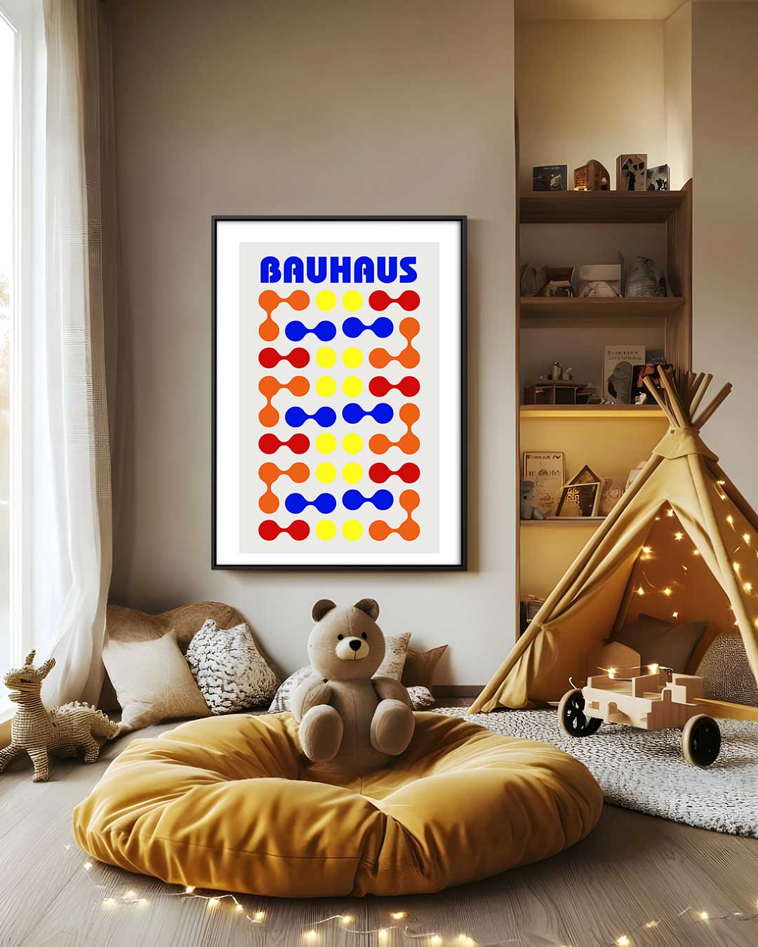 Speelse Bauhaus Vormen Kunstwerk-canvas-dibond-plexiglas-wanddecoratie-WallArtistic