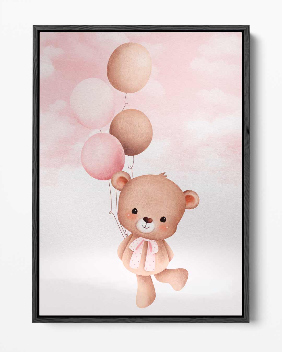 Dromerige Teddy met Ballonnen Kunstwerk-canvas-dibond-plexiglas-wanddecoratie-WallArtistic