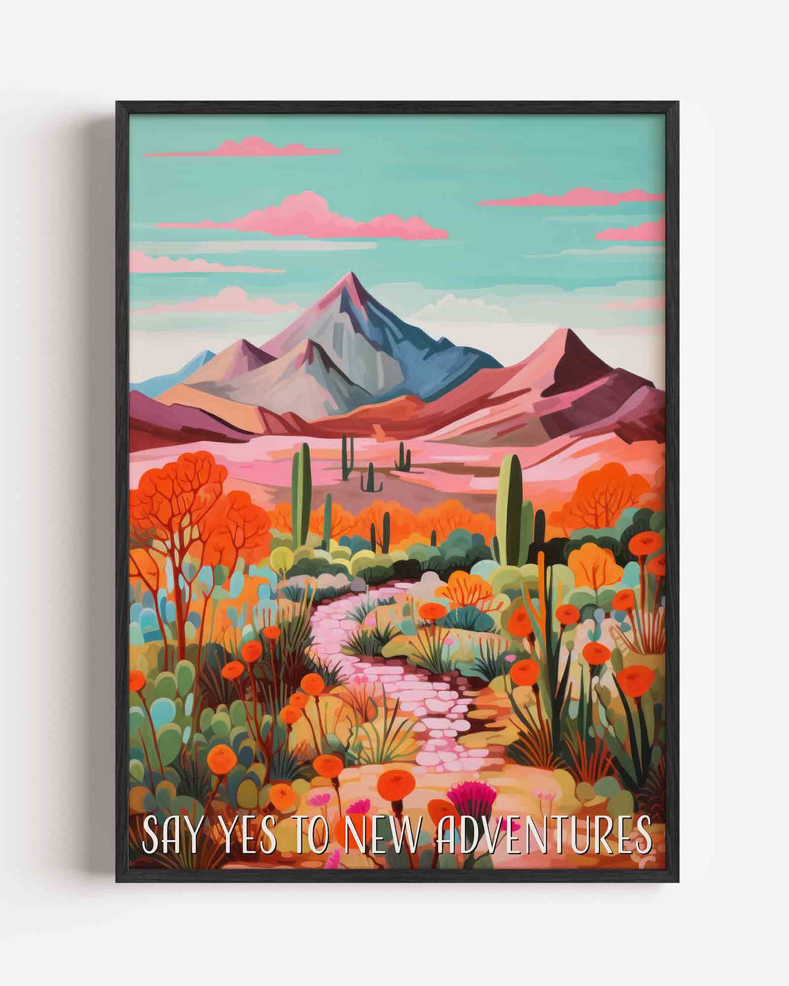 Berglandschap met cactussen Poster