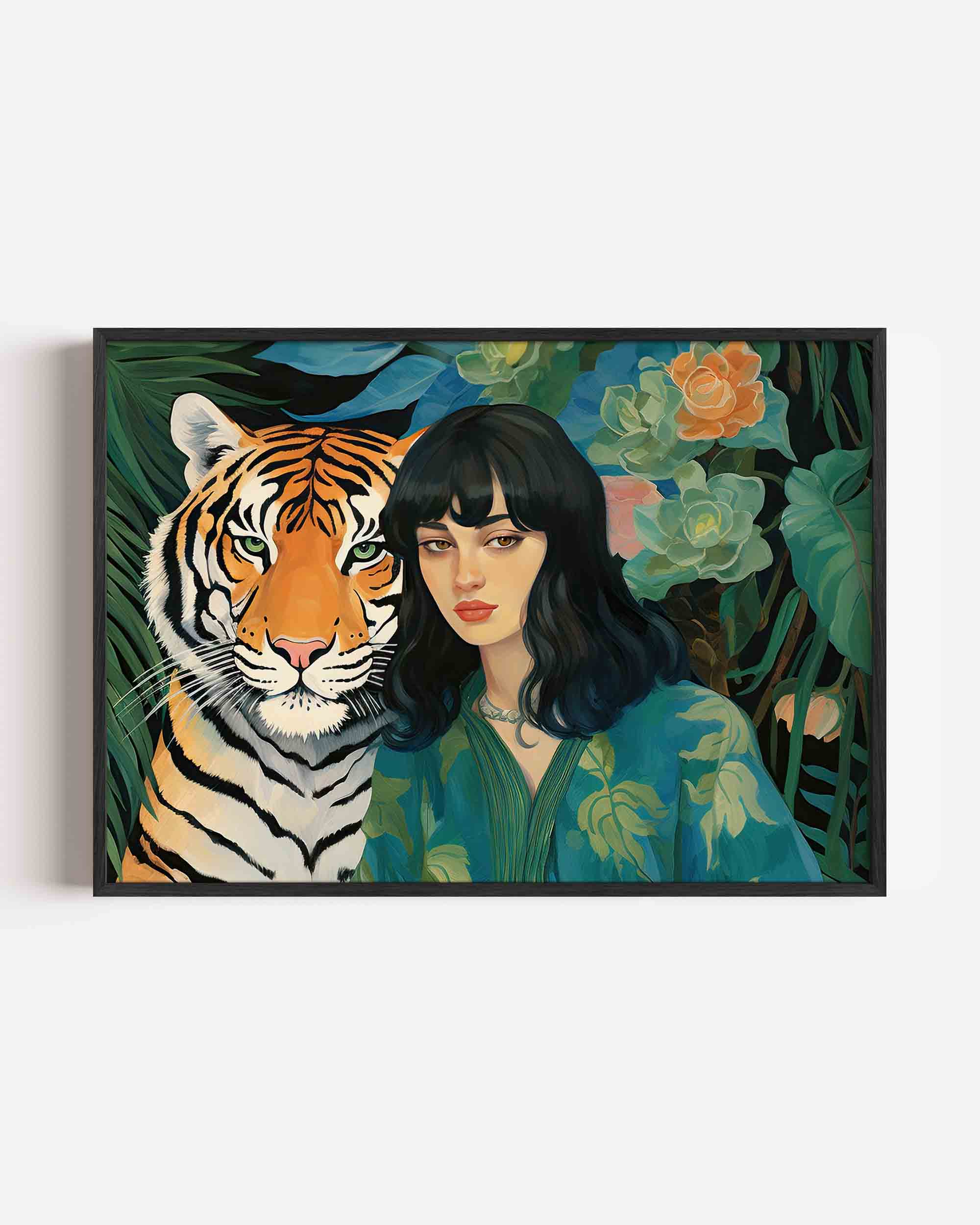 Tijger en vrouw Poster