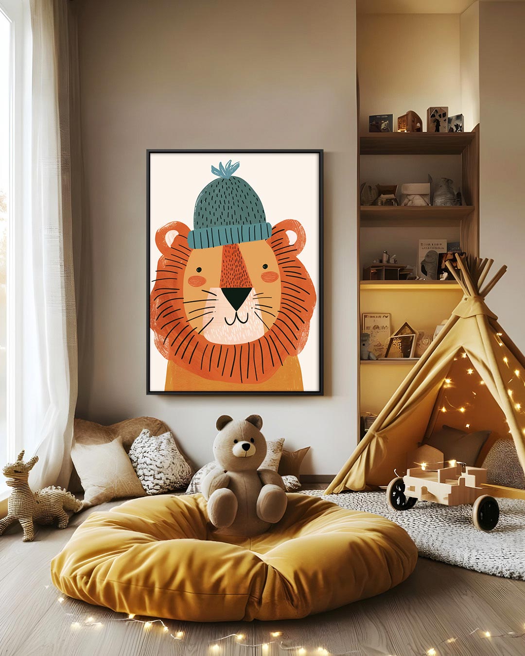 Speelse leeuw illustratie Kunstwerk