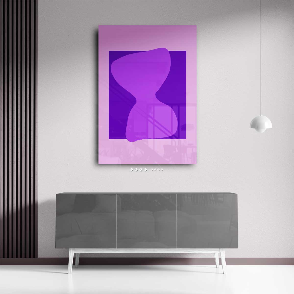 Speelse Paarse Vormen Kunstwerk-canvas-dibond-plexiglas-wanddecoratie-WallArtistic